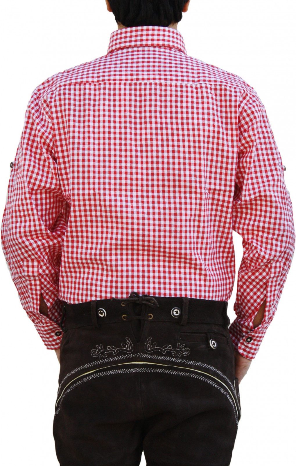 German Wear Trachtenhemd GW1241 Red Bayerisches Karo Trachtenhemd für Trachtenlederhose
