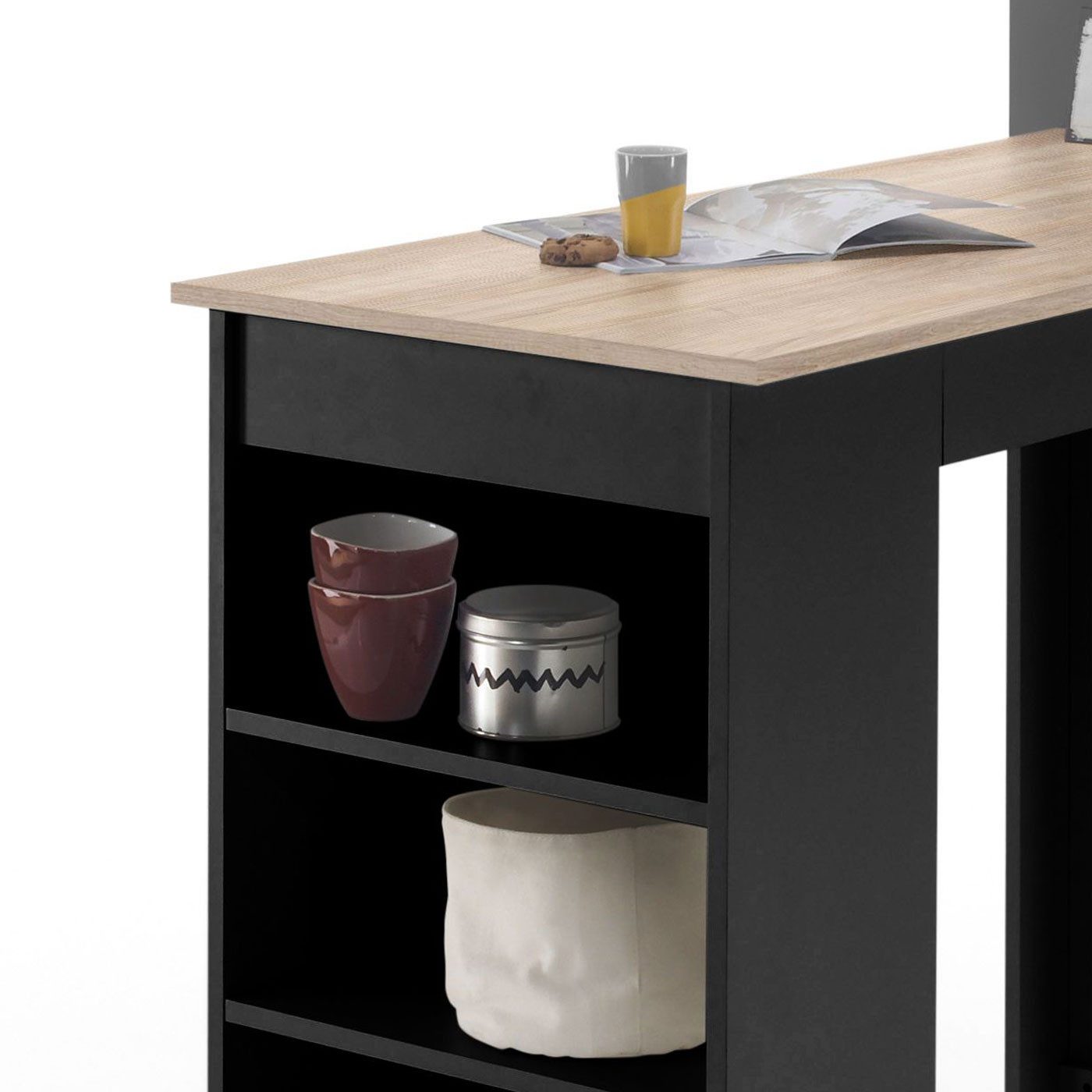Möbel Akut Stehtisch Stehtisch Bartisch Black Regal Sonoma Eiche schwarz