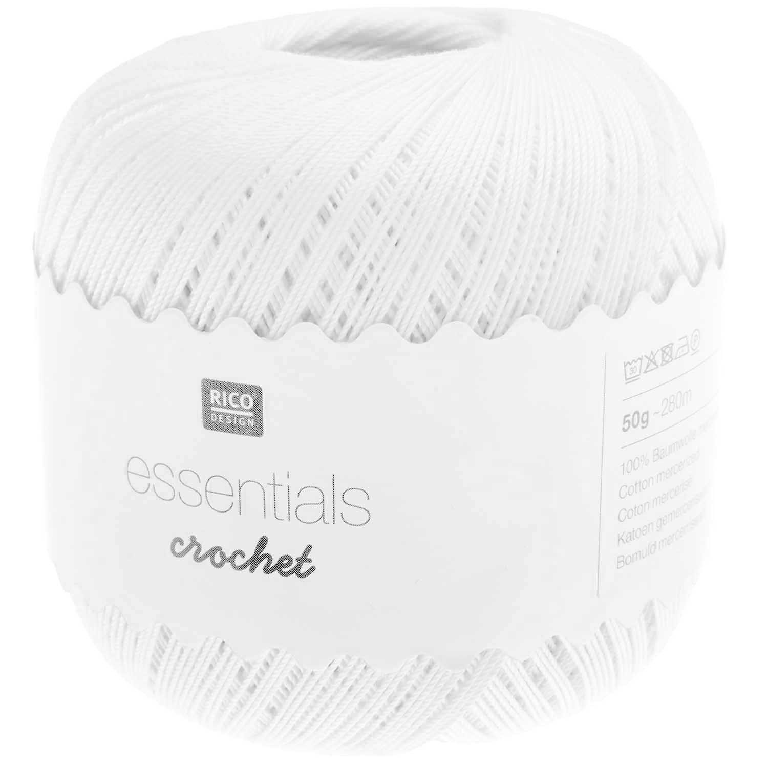 Rico Design Essentials Crochet Häkelgarn Baumwolle Stärke 10 zum Filet - Häkeln Häkelwolle, 280,00 m (Filethäkelgarn, dünnes Baumwollgarn), mercerisiert