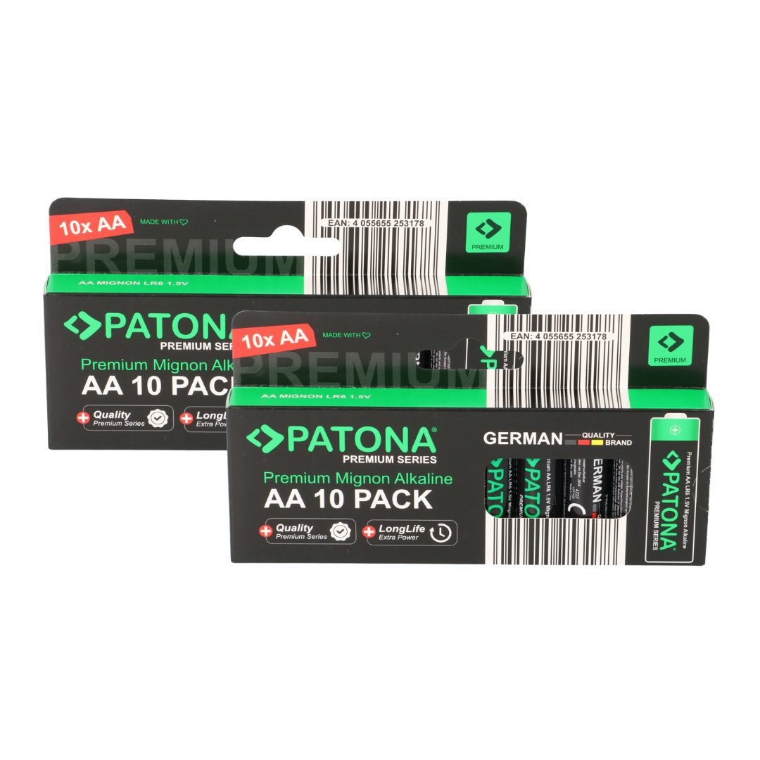 Patona PATONA Premium 20x AA Batterien (2x10er) Pack 1,5V Alkaline Batterie
