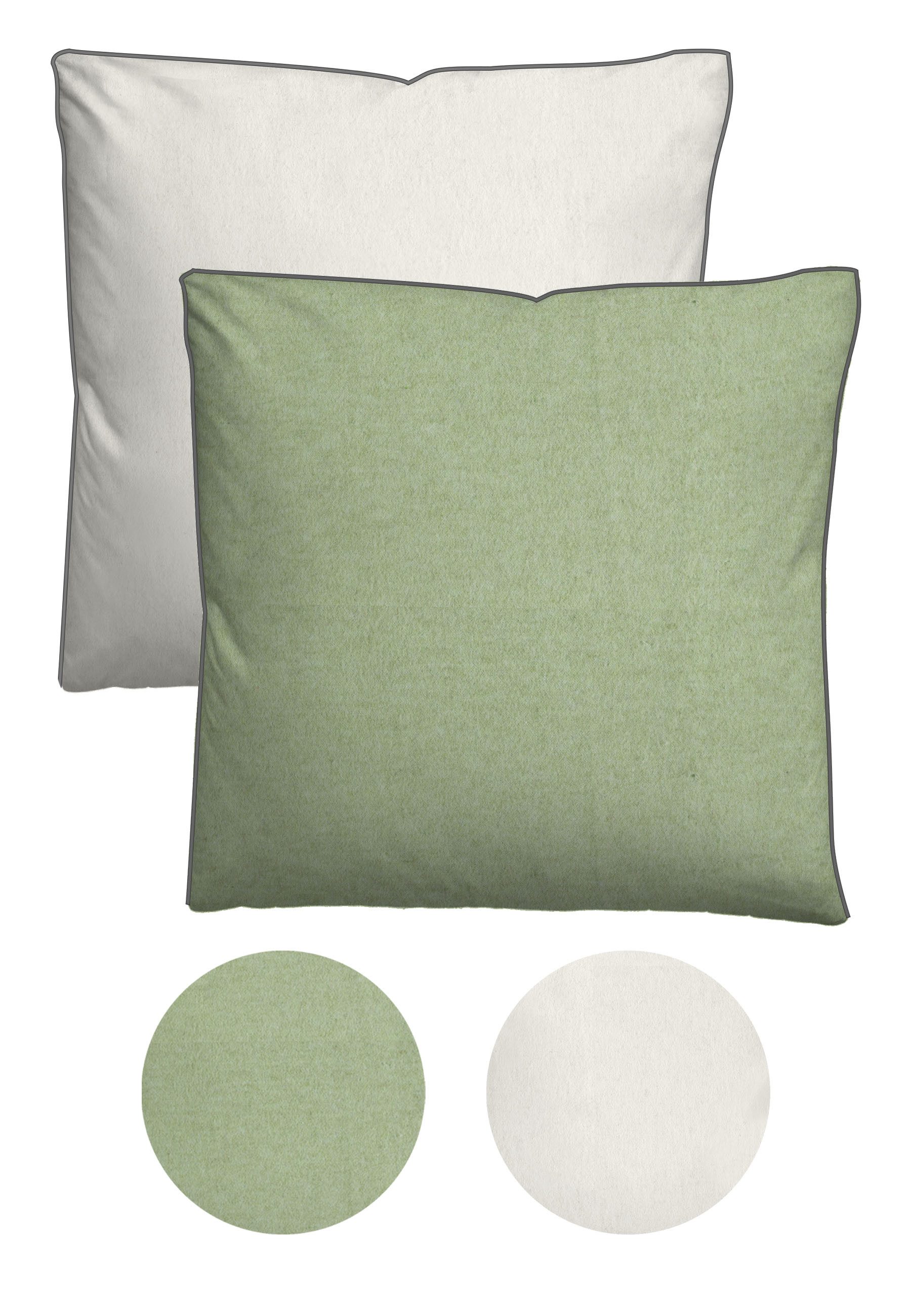 Biberna Kissenbezug HERMAL Melange Flanell uni, mit Reißverschluss, Wendekissenbezug, (1 Stück), Feinflanell, Made in Germany zertifiziert, kuschelig weich, mit Paspel