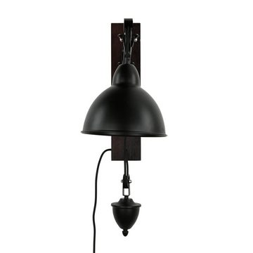 Licht-Erlebnisse Wandleuchte BROCK, ohne Leuchtmittel, Wandlampe mit Schalter verstellbar E14 Schwarz Natur Metall Holz