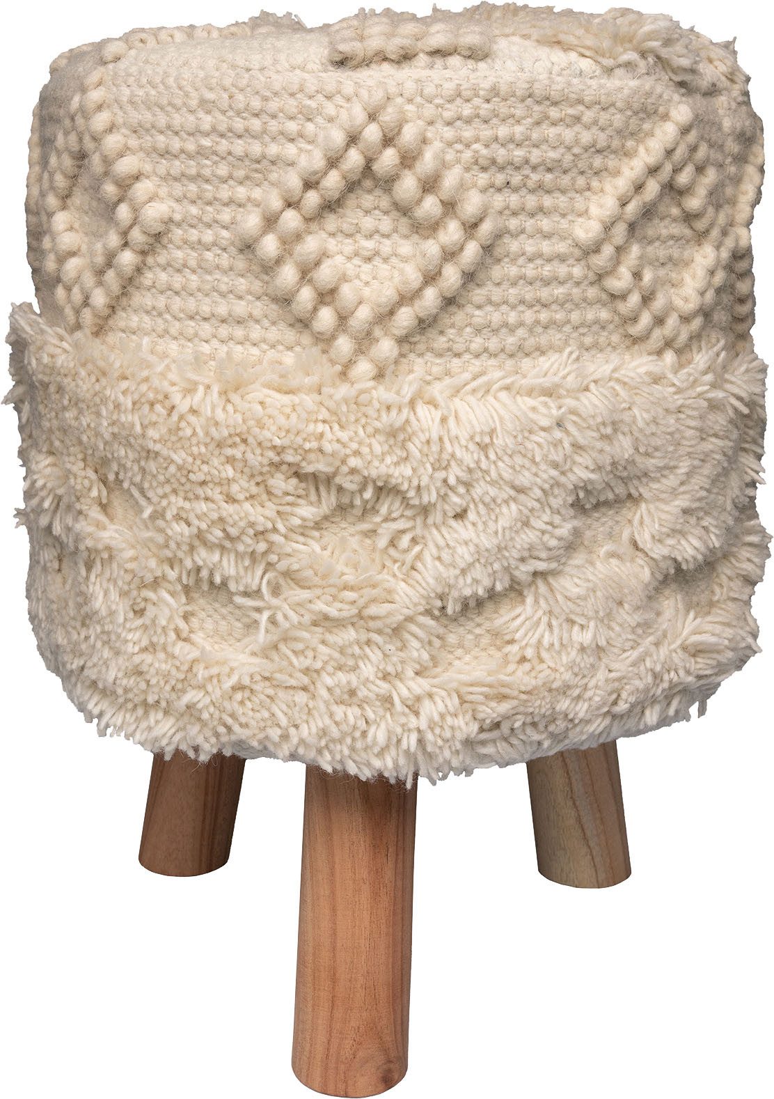 Kayoom Sitzhocker Hocker Bohist 125, charaktergebende Strukturen mit Fransen und Quasten (1 St), handgefertigtes Unikat, Boho-Style, gut kombinierbar