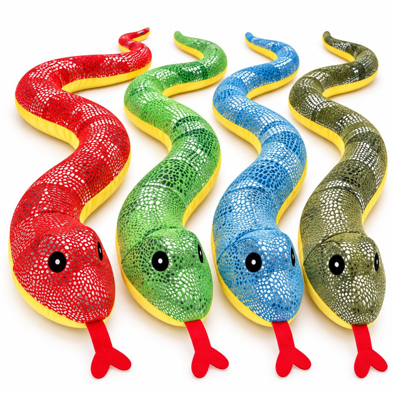 Jafri Toys Kuscheltier Plüschtier Plüschschlange XXL 200 cm Regenbogen Farbe zufällig (Set, 1-St., Geschenk-Set), 1 Stück zufällig in 4 Farben 200cm weich gefüllt Geschenk für Kinder