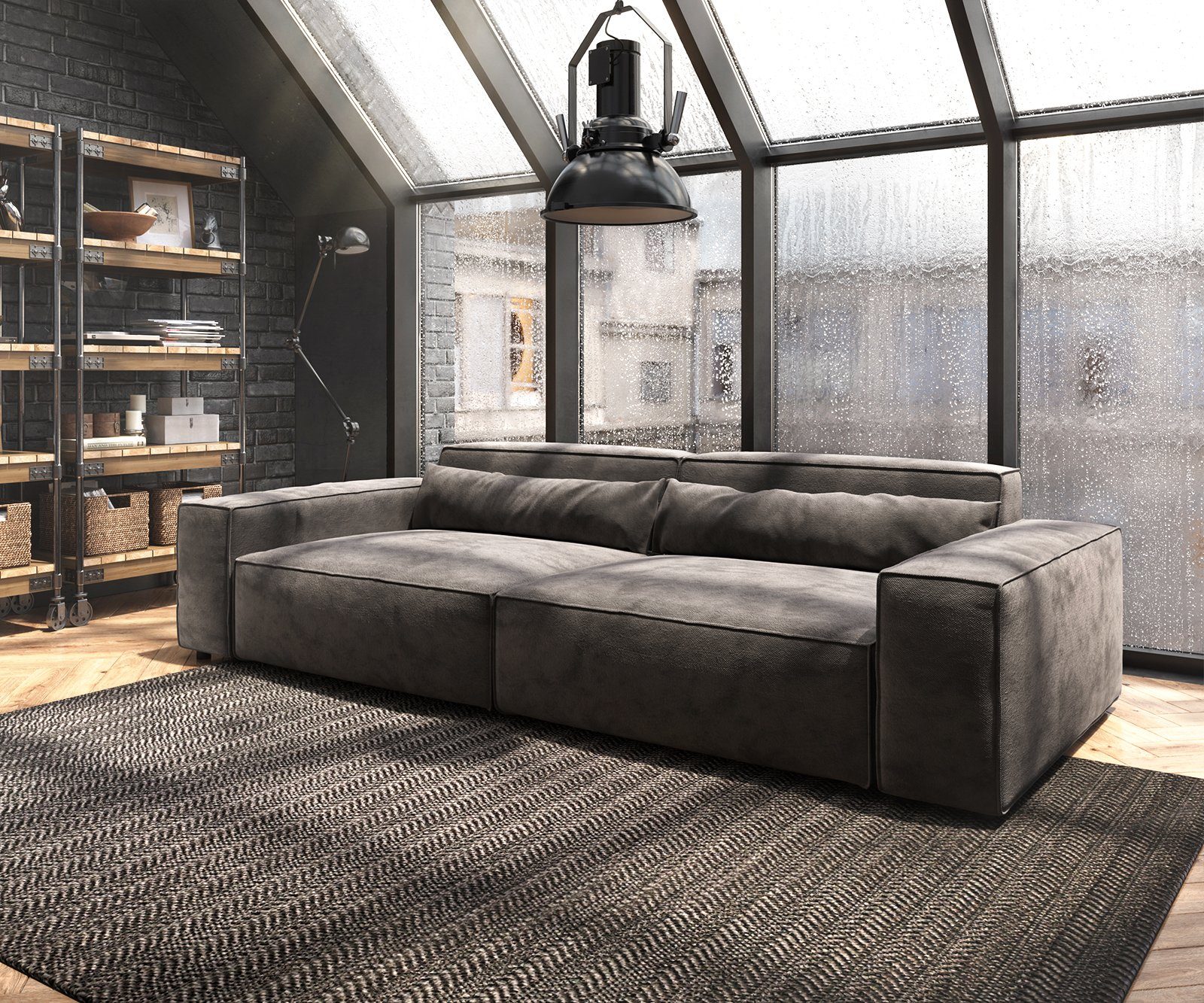 DELIFE Big-Sofa Sirpio, XL Mikrofaser Khakibraun günstig online kaufen