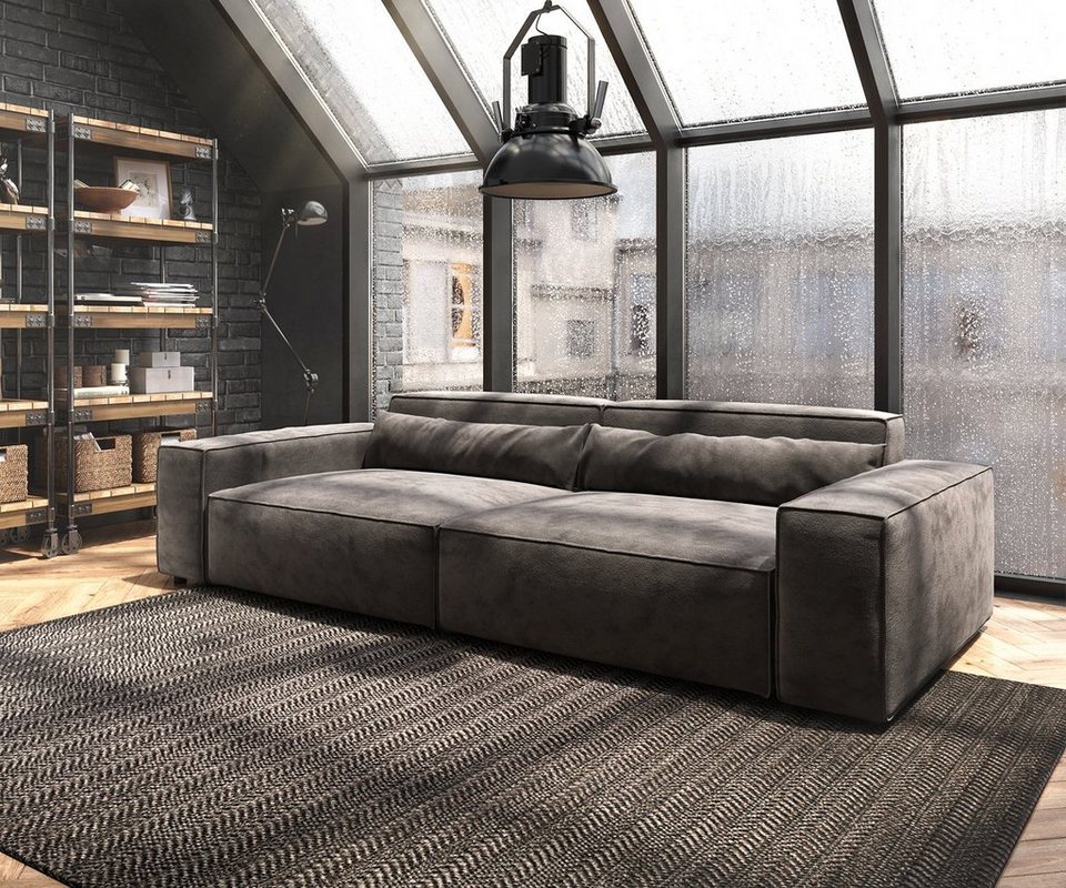 DELIFE Big-Sofa Sirpio, XL Mikrofaser Khakibraun 270x130 cm