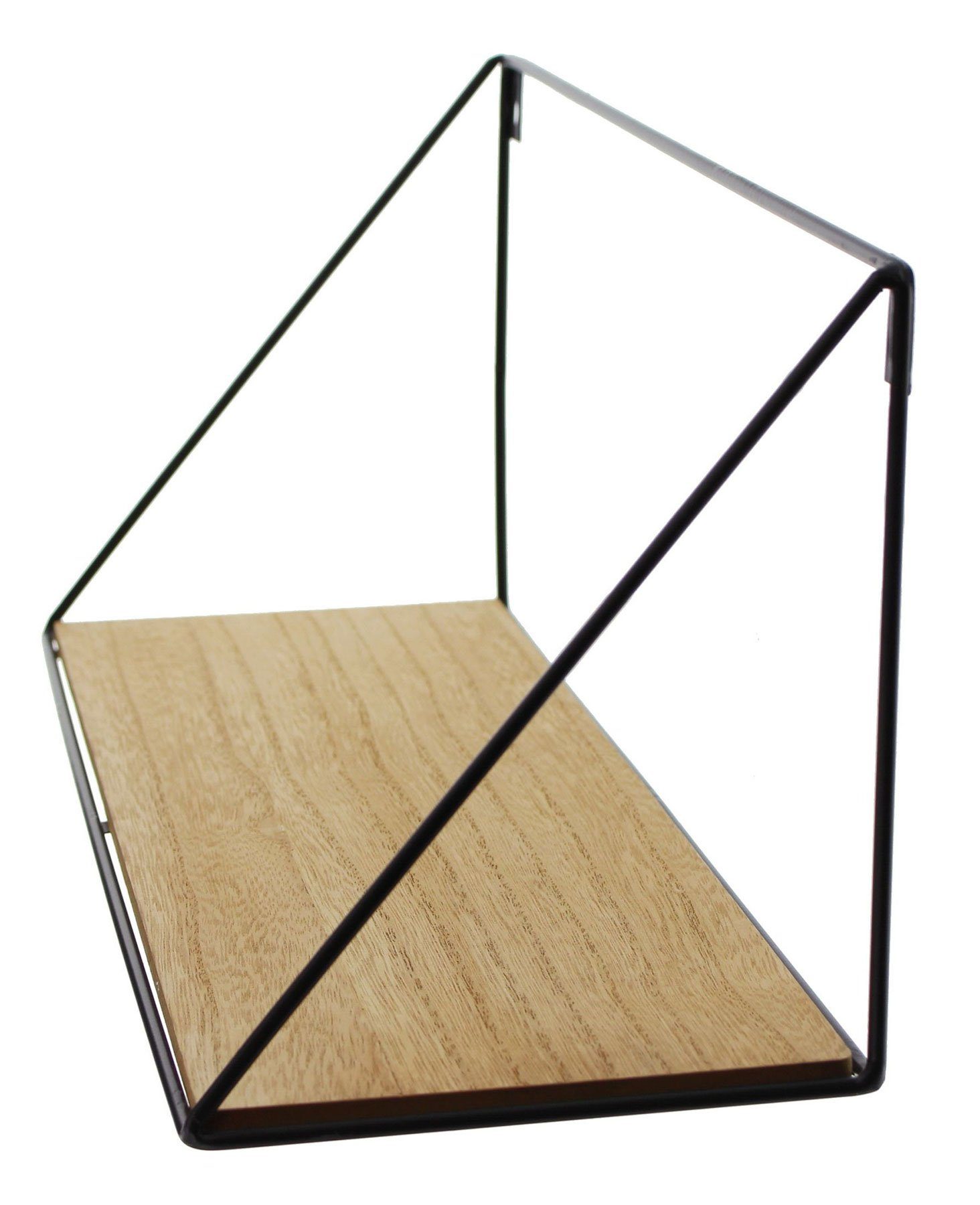Levandeo® Wandregal, Wandregal Regal 39x15cm Schwarz Metall MDF Holz Natur Design Modern