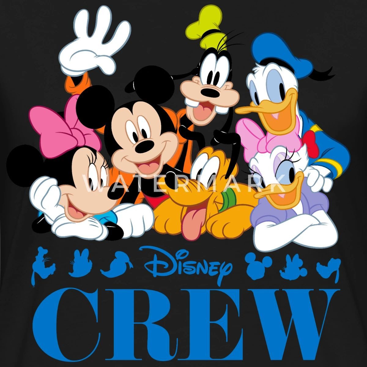 Spreadshirt T-Shirt Mickey & Minnie Pluto Goofy Daisy Donald Crew Frauen Kontrast T-Shirt (1-tlg)