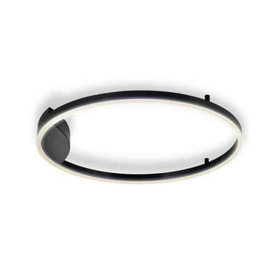 s.luce Deckenleuchte LED Wandlampe & Deckenlampe Ring 60 Dimmbar Schwarz, Warmweiß