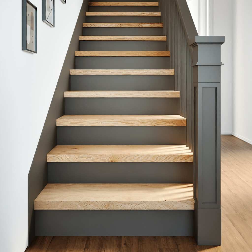 vidaXL Stufenmatte Treppenstufen 2 Stk. Unbehandelt 70x25x2 cm Massivholz Eiche, Rechteckig, Höhe: 2 mm