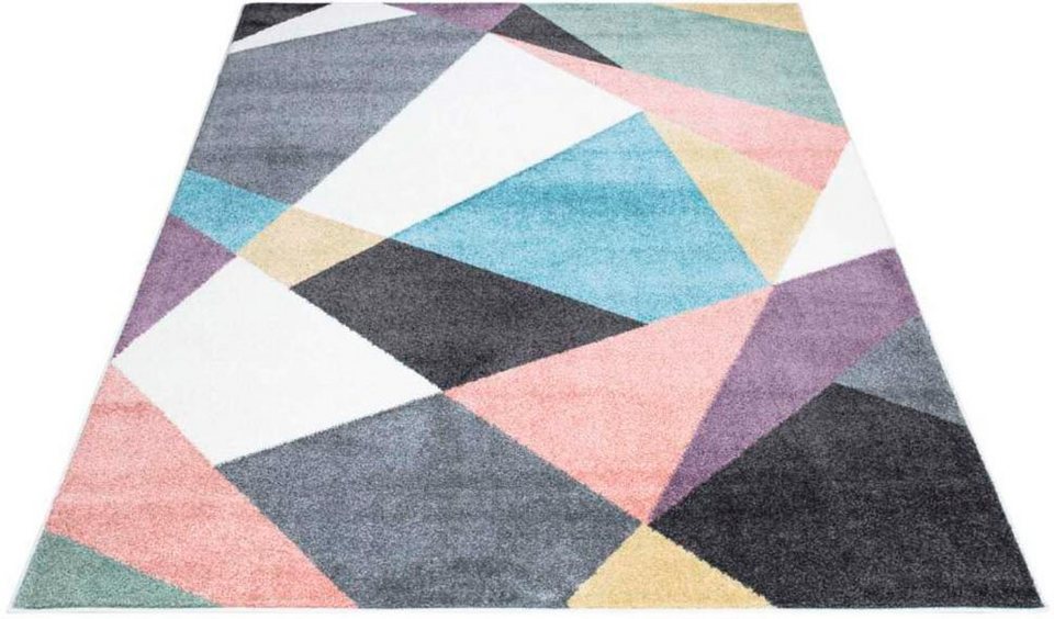 Teppich YOUNG915, Carpet City, rechteckig, Höhe: 11 mm, Bunter  Kinderteppich mit Geo-Muster