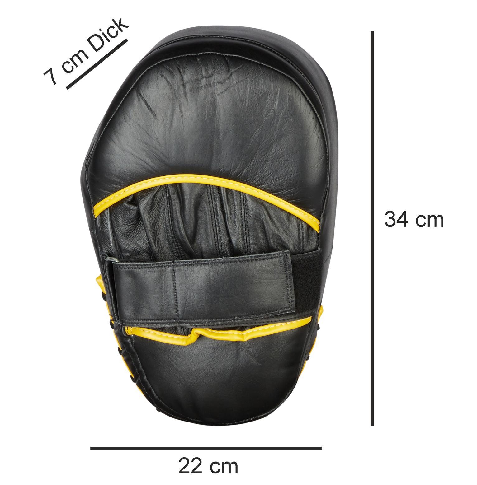 BAY-Sports Schlagpolster Jumbo Line Leder Handpratzen Schlagpolster Coaching Mitt groß Boxen, JUMBO-Format (34 x 22 x 7 cm) – extra große Trefferfläche