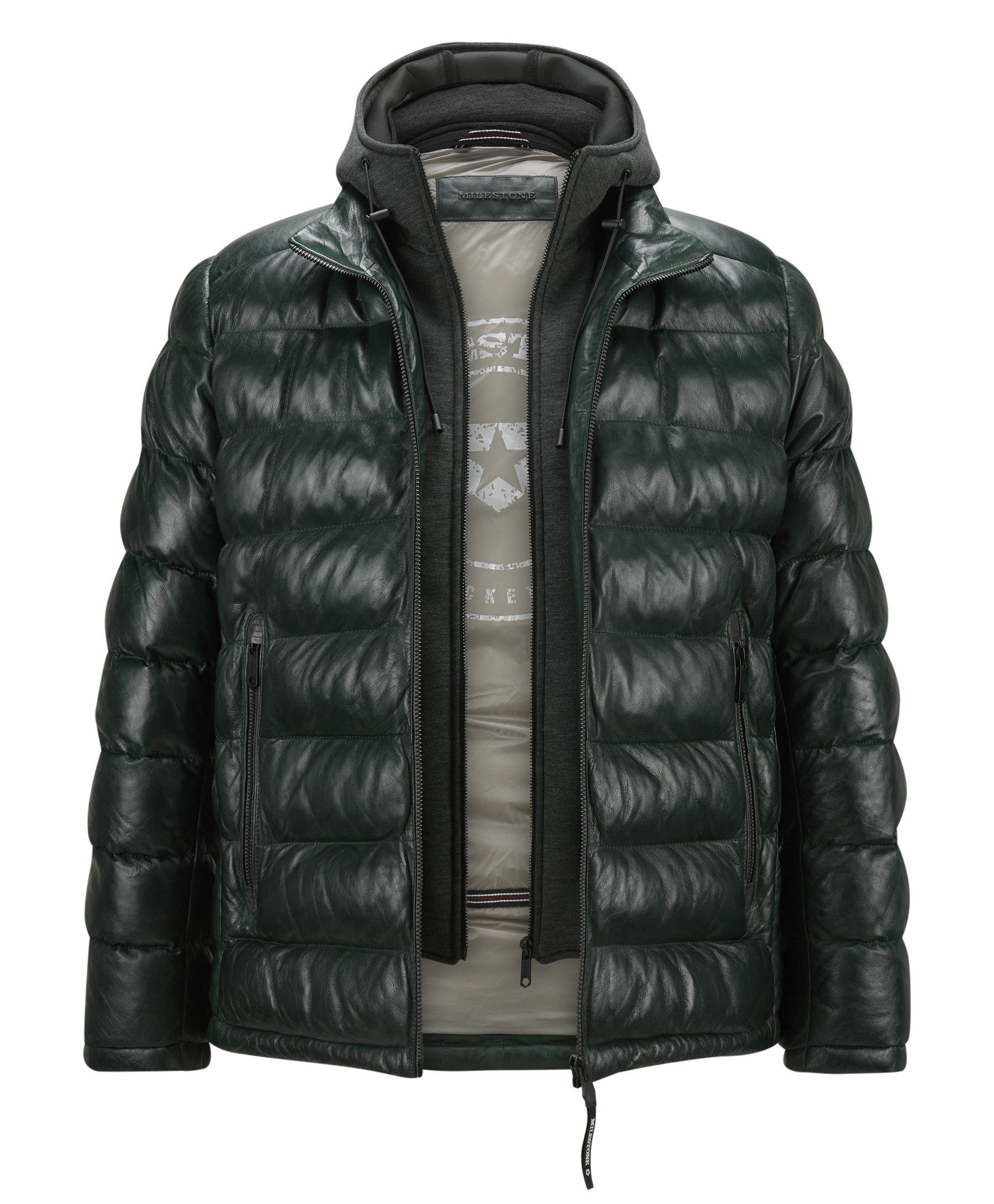 Milestone Lederjacke MSCallisto Stehkragen mit abnehmbarem Jersey-Kapuzenei günstig online kaufen