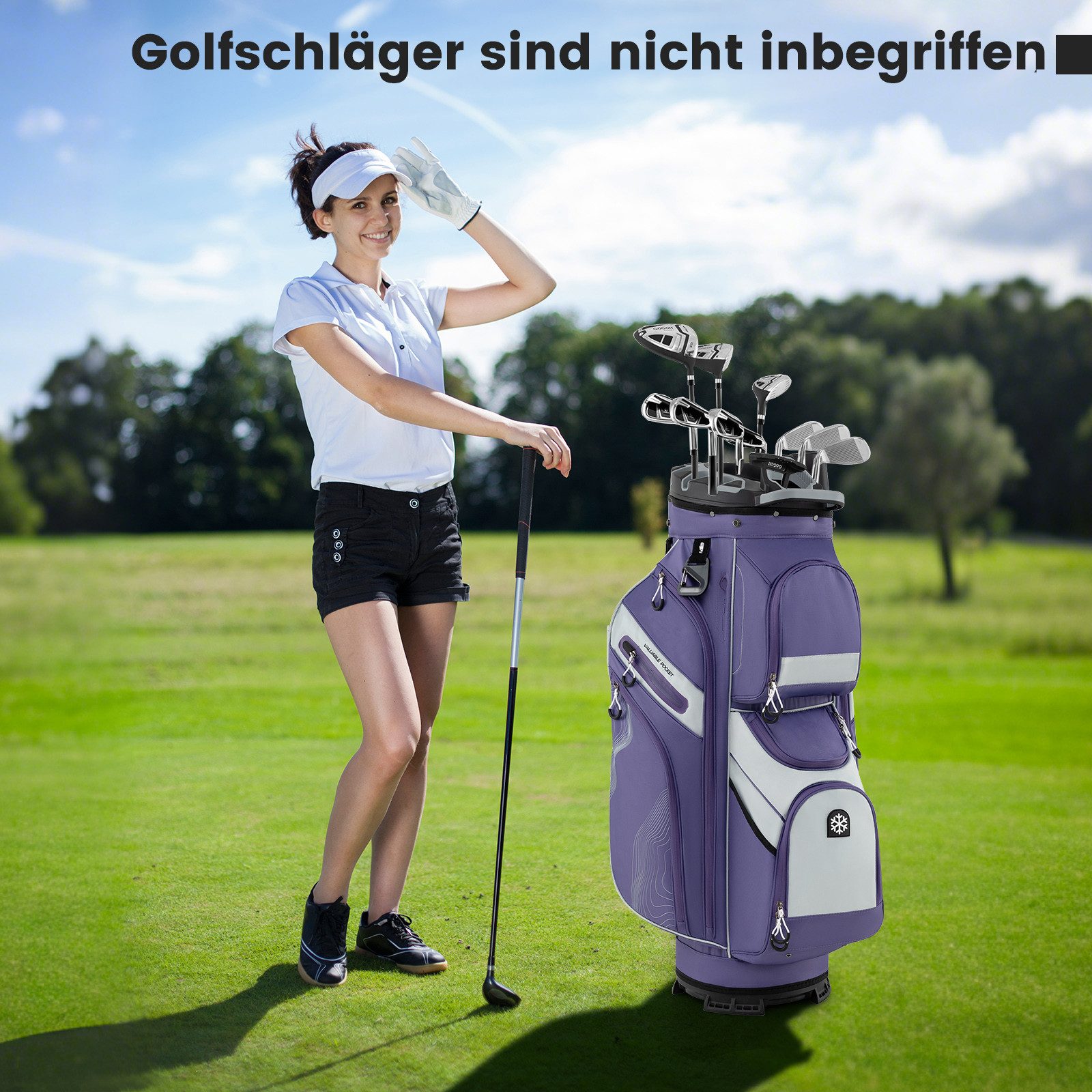 COSTWAY Golfballtasche, Golfreisetasche mit 14-facher Trennwand