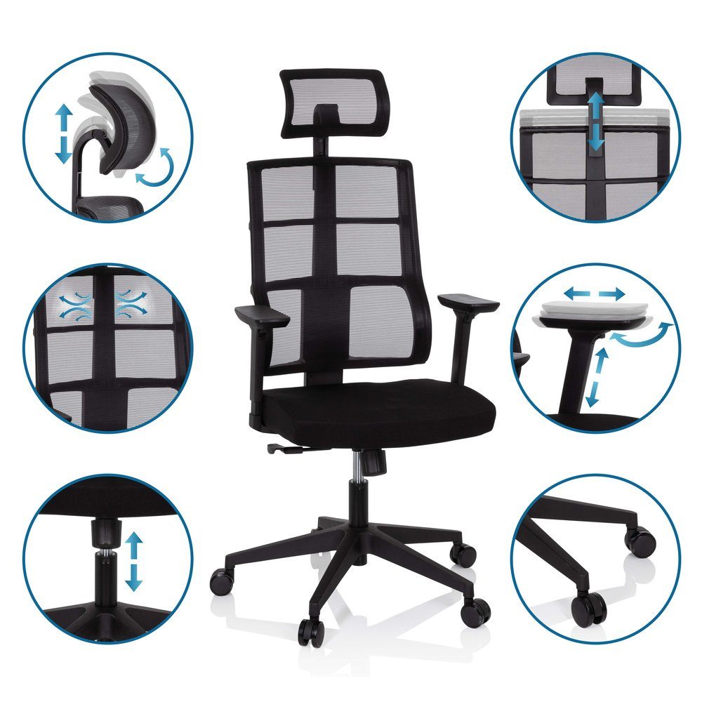 PRO Stoff/Netzstoff SPINIO Drehstuhl OFFICE hjh Bürostuhl Schreibtischstuhl (1 Profi ergonomisch St),