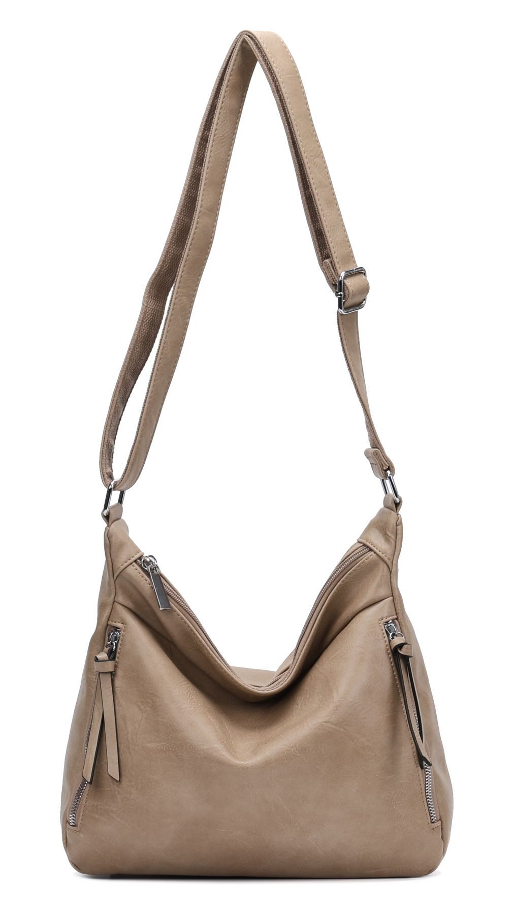 ITALYSHOP24 Schultertasche Damen Tasche Shopper Crossbody Handtasche Umhängetasche Beuteltasche, CrossOver Damentasche Hobo Bag Henkeltasche Reisetasche Leder Optik