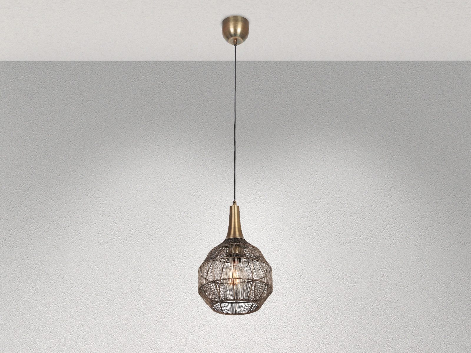 TRIO Leuchten LED Pendelleuchte, Dimmfunktion, LED wechselbar, warmweiß, klein-e Drahtgeflecht einflammig hängend über-n Esstisch, Ø26cm