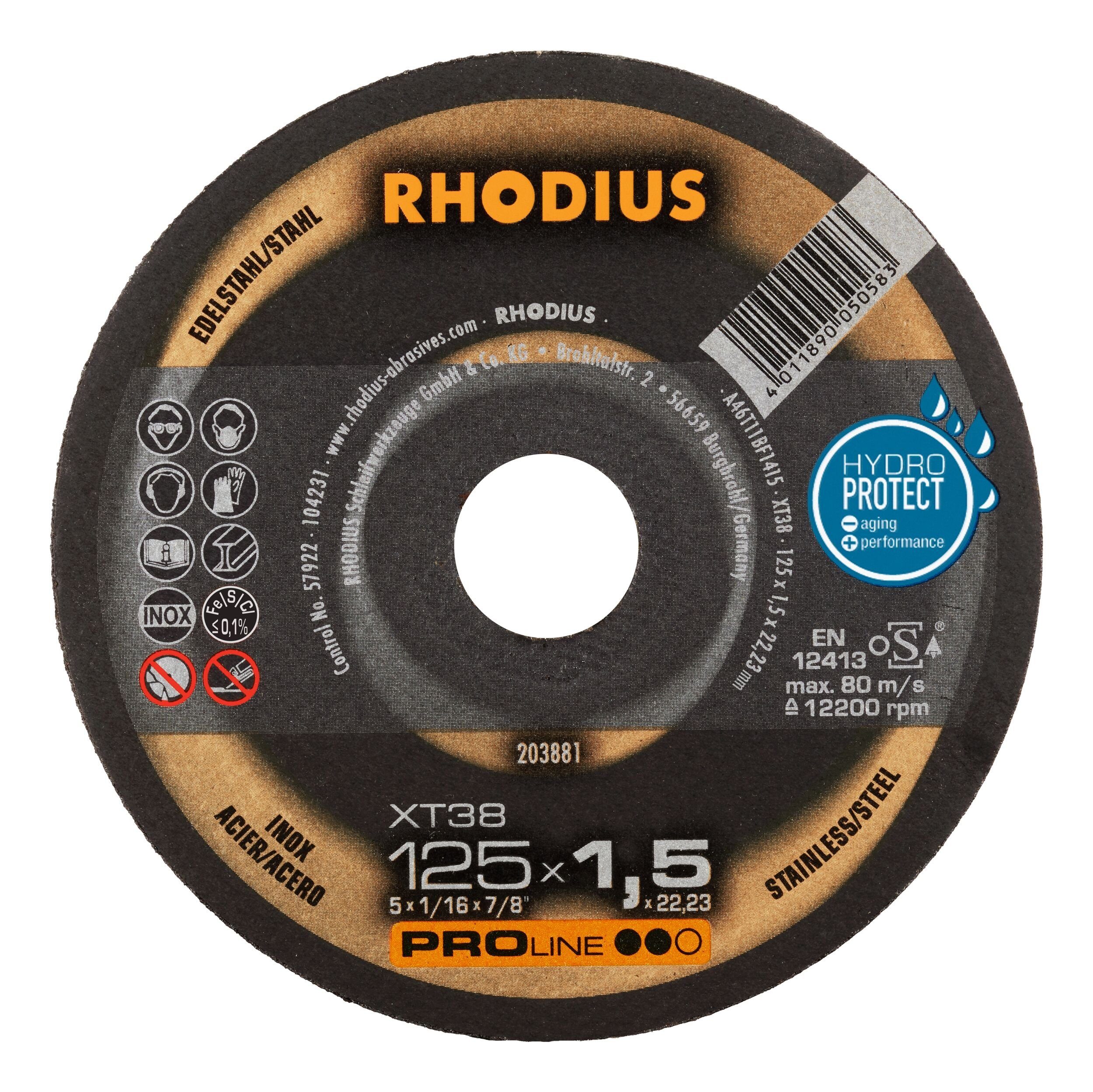 Rhodius Trennscheibe PROline XTS, Ø 125 mm, PROline XT38 Extradünne - 125 x 1,5 x 22,23 mm