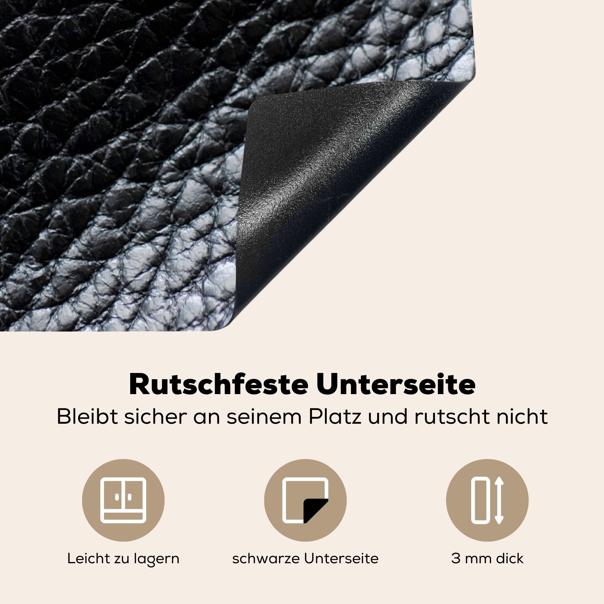 Leder Induktionsschutz, Herdblende-/Abdeckplatte tlg), cm, (1 Schwarz - 57x51 - Textur Induktionskochfeld, - MuchoWow Ceranfeldabdeckung Vinyl, Hell,