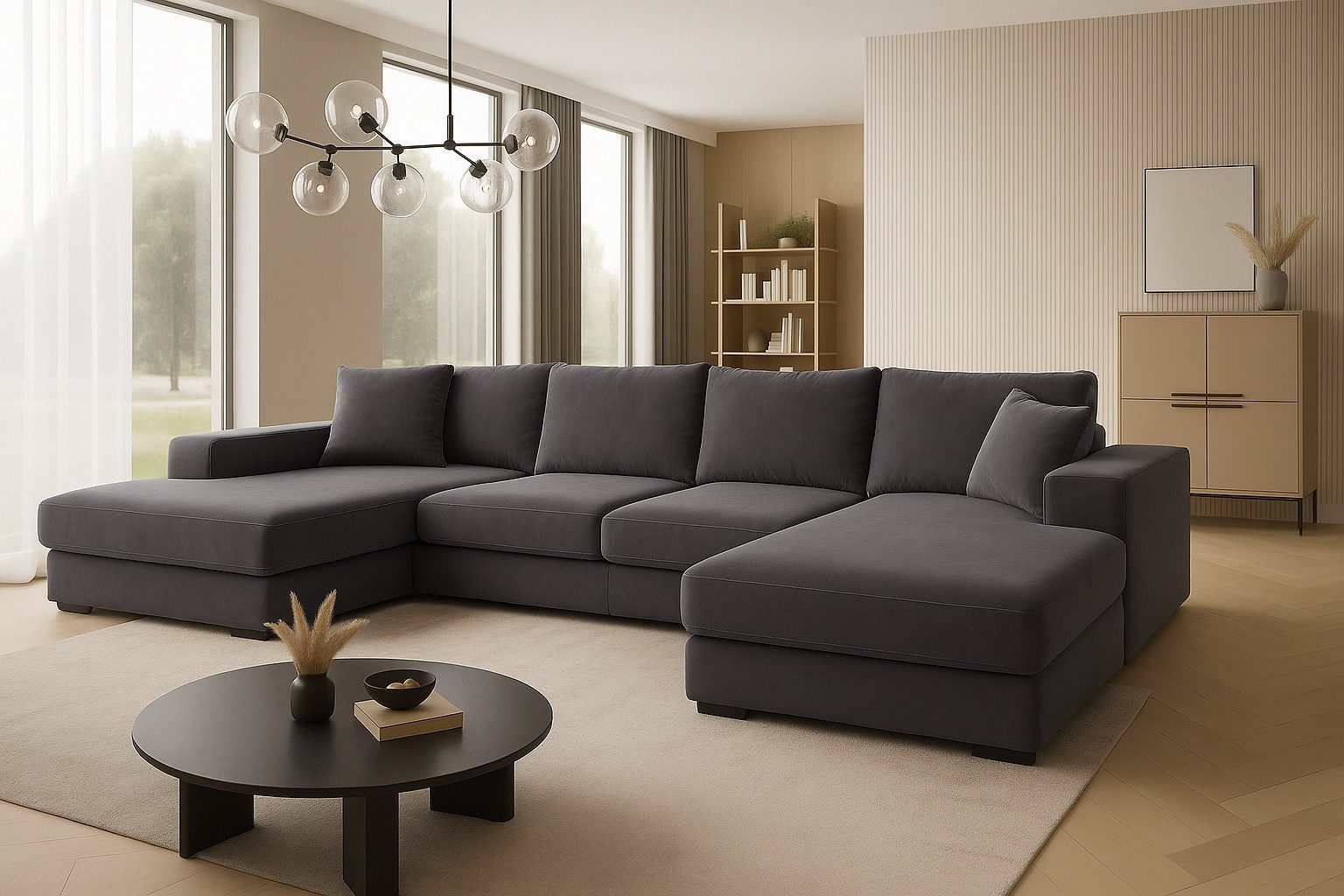 A&J MöbelLand GmbH Ecksofa VIENA 328x182 cm mit Schlaffunktion, Bonellfederkern und Bettkasten, TOP ANGEBOT!