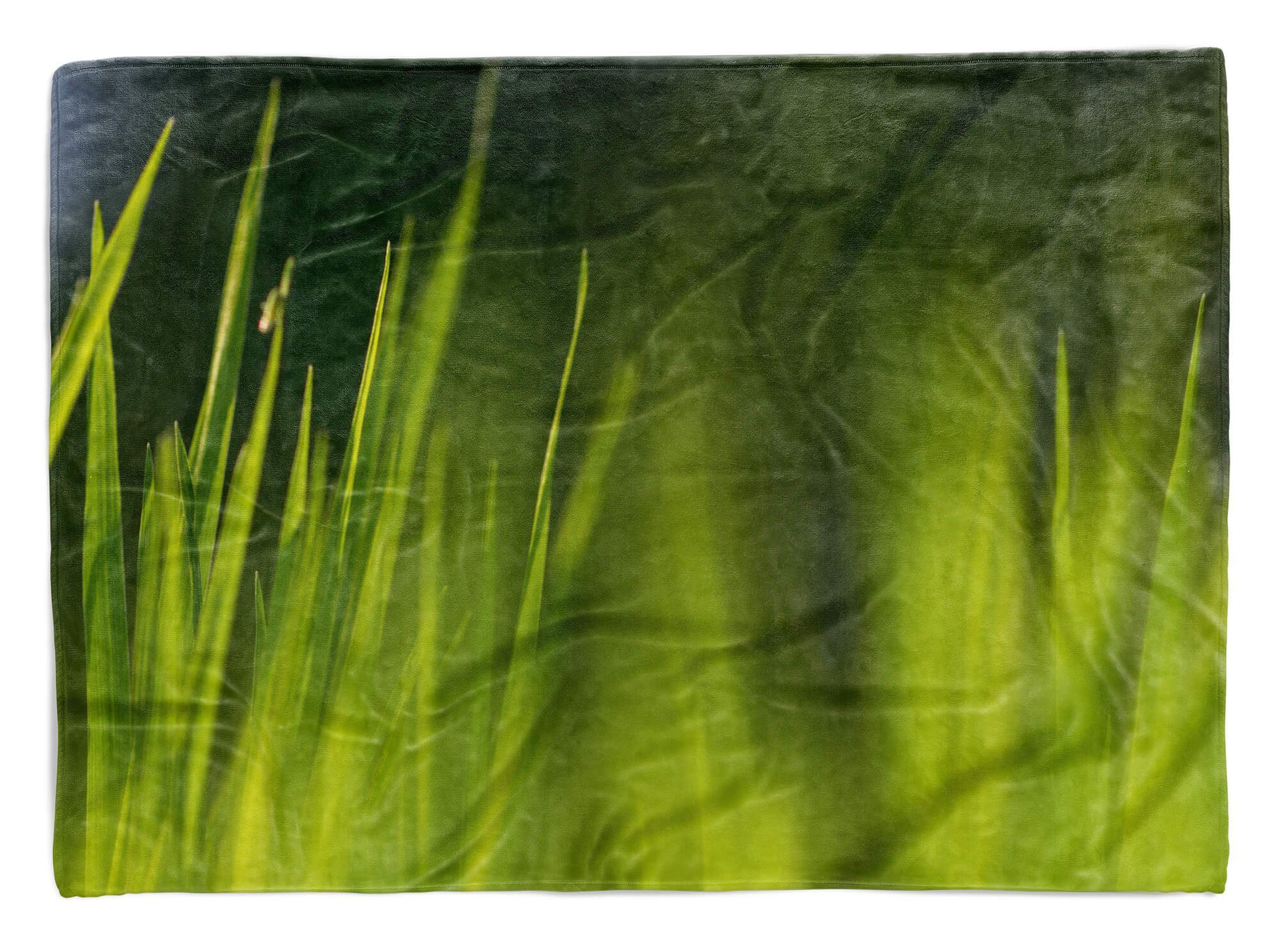 Sinus Art Handtücher Handtuch Strandhandtuch Saunatuch Kuscheldecke mit Fotomotiv Gras Grashalme Grü, Baumwolle-Polyester-Mix (1-St), Handtuch