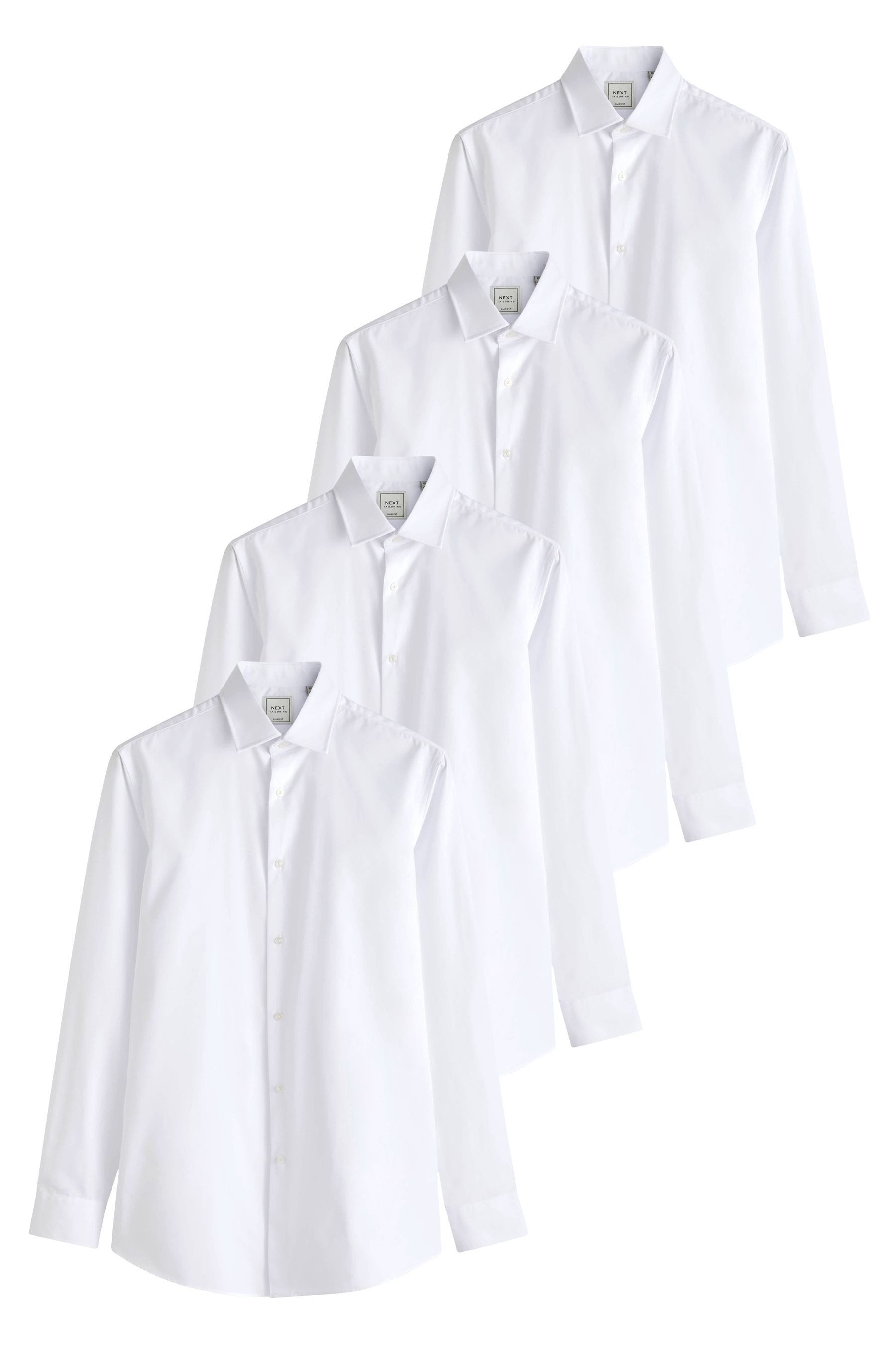 Langarmhemd Knitterfreie Slim Fit Hemden, 4er-Pack