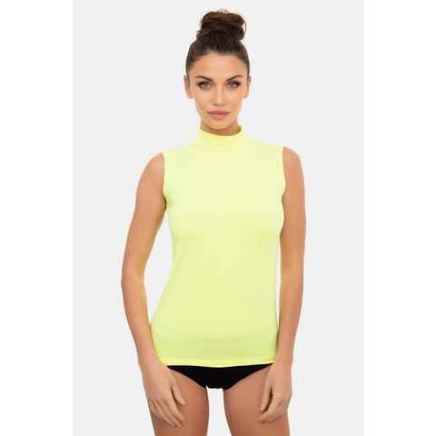 Evoni T-Shirt Basic Shirt ärmellos Halbkragen Tank-Top