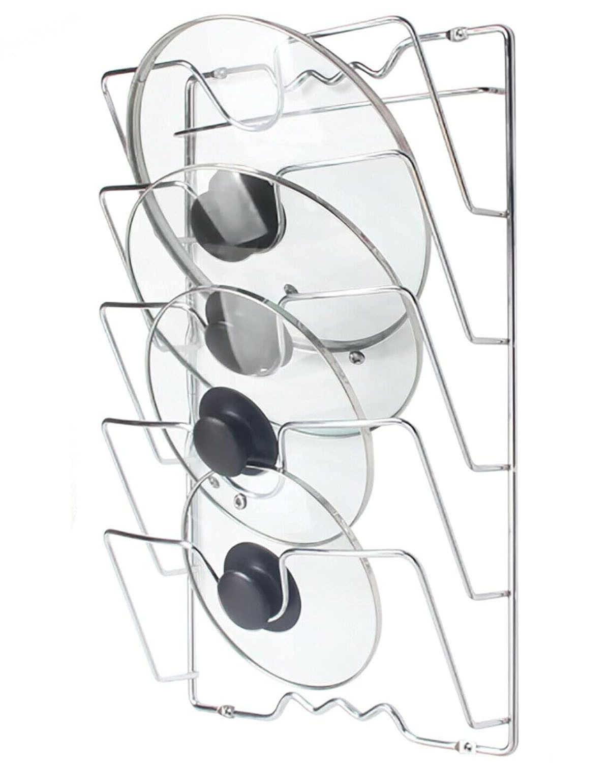 SURFOU Wandregalhalter Topfdeckelhalter Deckelhalter Topfdeckel Pfannendeckel Organizer, Wand-/Türmontierter Küchenschrank Pfannendeckel Topfdeckelhalter, Langlebigkeit, Korrosionsbeständigkeit