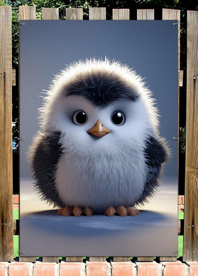 Thumbnail - Wallario Sichtschutzzaunmatten Flauschiger Pinguin
