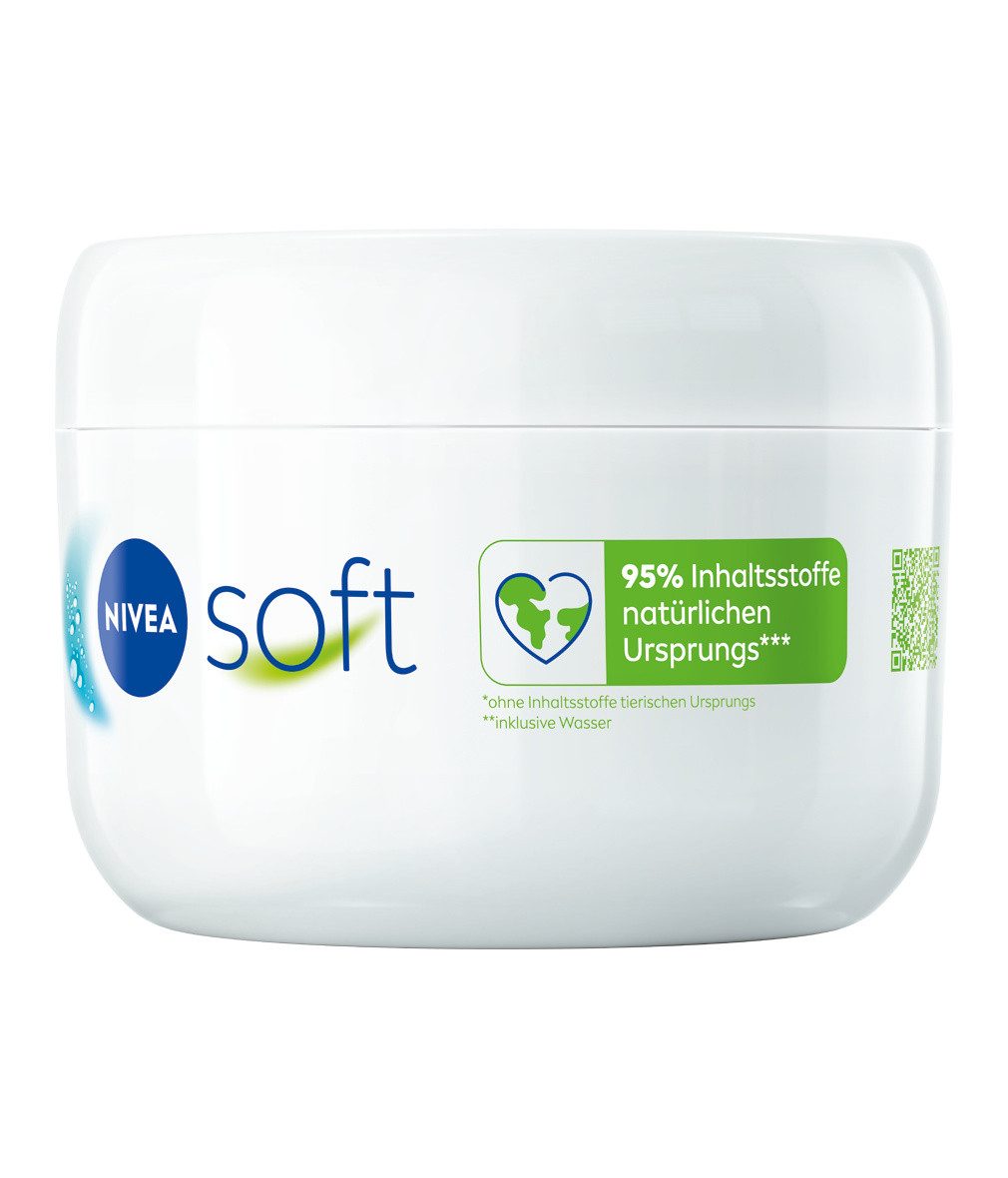 Nivea Hautcreme Soft 3 x 375ml 48h intensive Feuchtigkeit Vegane Formel Packung, 3-tlg., 48h intensive Feuchtigkeit