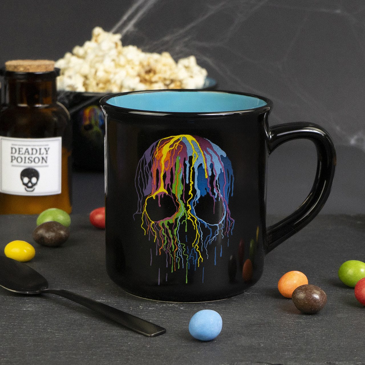 Geda Labels GmbH Tasse Skull Neon Emaille-Optik 400ml, 1-tlg., Keramik, Schwarz, 400ml, spülmaschinengeeignet