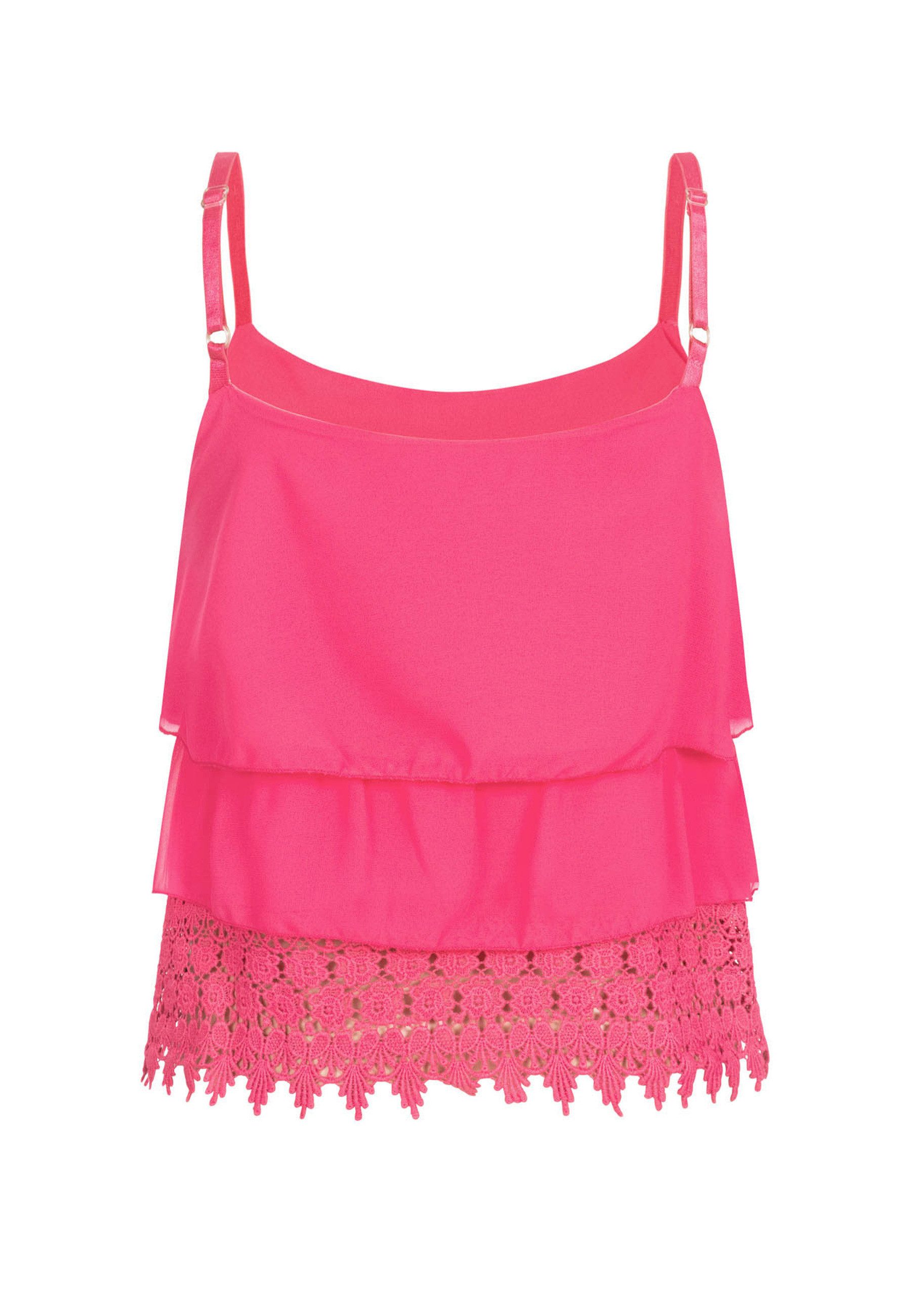 CLOUD 5IVE Tanktop CLOUD 5IVE Chiffon Stufen Top mit Spitze 3-lagig