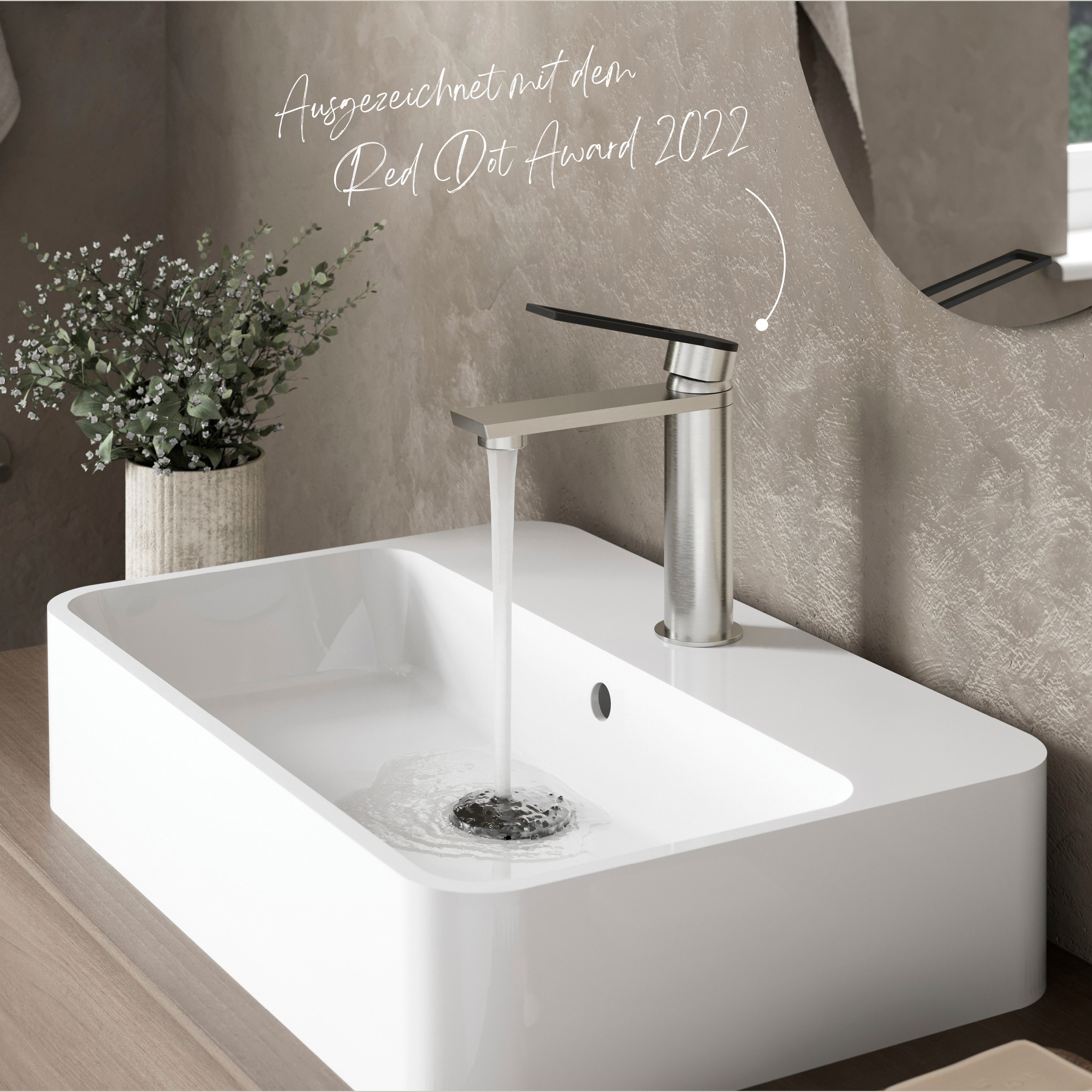 Lenz Waschtischarmatur MINA schwenkbare Mischdüse, Easy-Clean-Pop-Up-Ventil, Anti-Fingerabdruck
