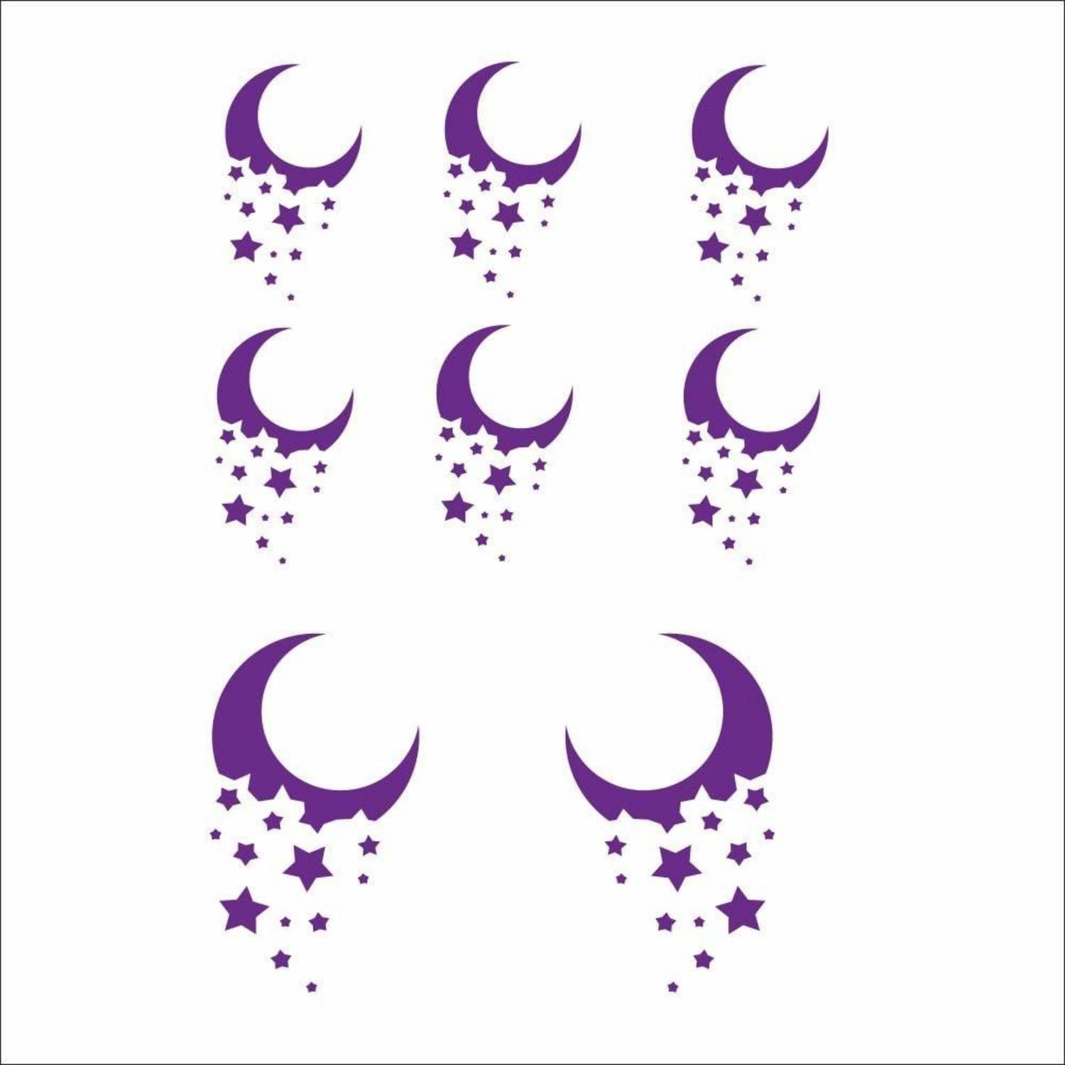 LuxusKollektion Aufkleber Autoaufkleber Mondform Sterne Vinyl 8er Set Purple