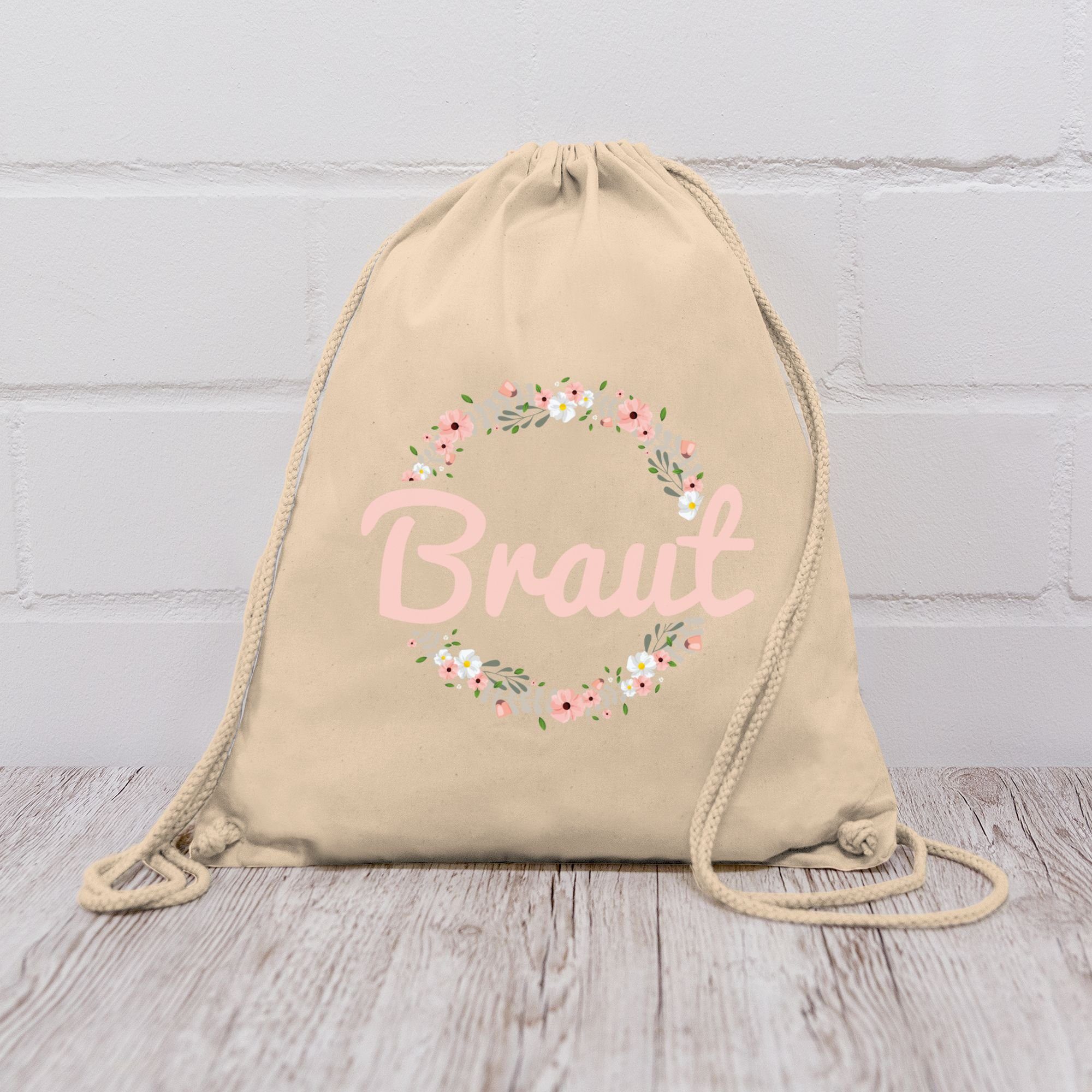 Shirtracer Turnbeutel Braut Motiv Blumenkranz, JGA Junggesellenabschied Frauen