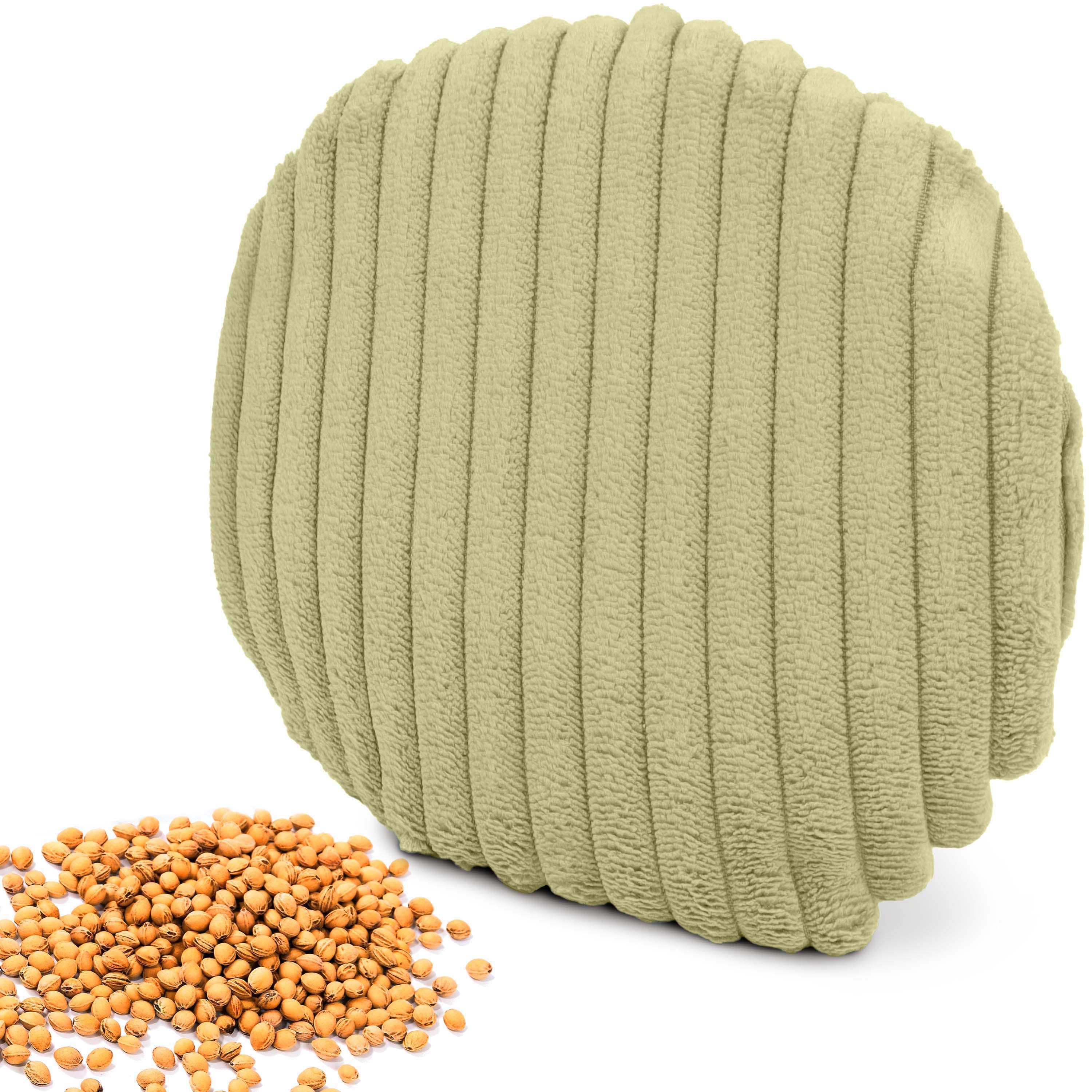 Amilian Kirschkernkissen - rundes Wärmekissen / Kältekissen mit 100 % Kirschkernen - Ø16 cm, Ideal für punktuelle Wärme- und Kälteanwendungen, mikrowellengeeignet, ideal für Hände, Nacken, Schulter, Bauch