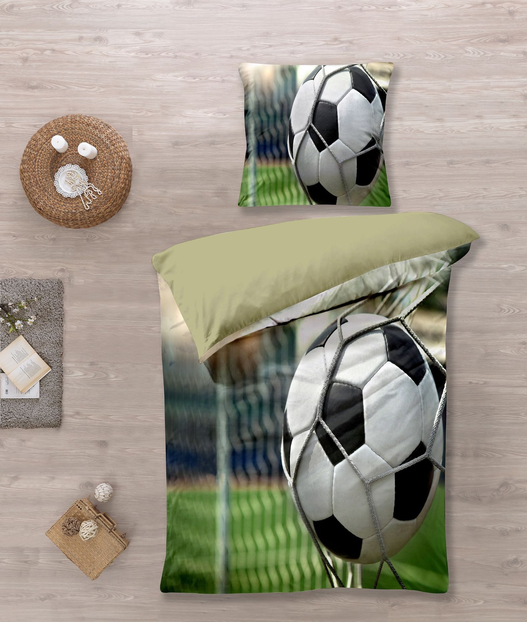 KK Kinderbettwäsche Bettwäsche mit Fußball Tor günstig online kaufen