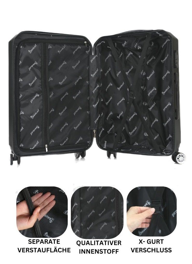 Koffer Reisekoffer Lila Hartschale 4 tlg) Kofferset Kofferset, 3-teilig Trolley ABS-03 Cheffinger (3 Set Rollen,