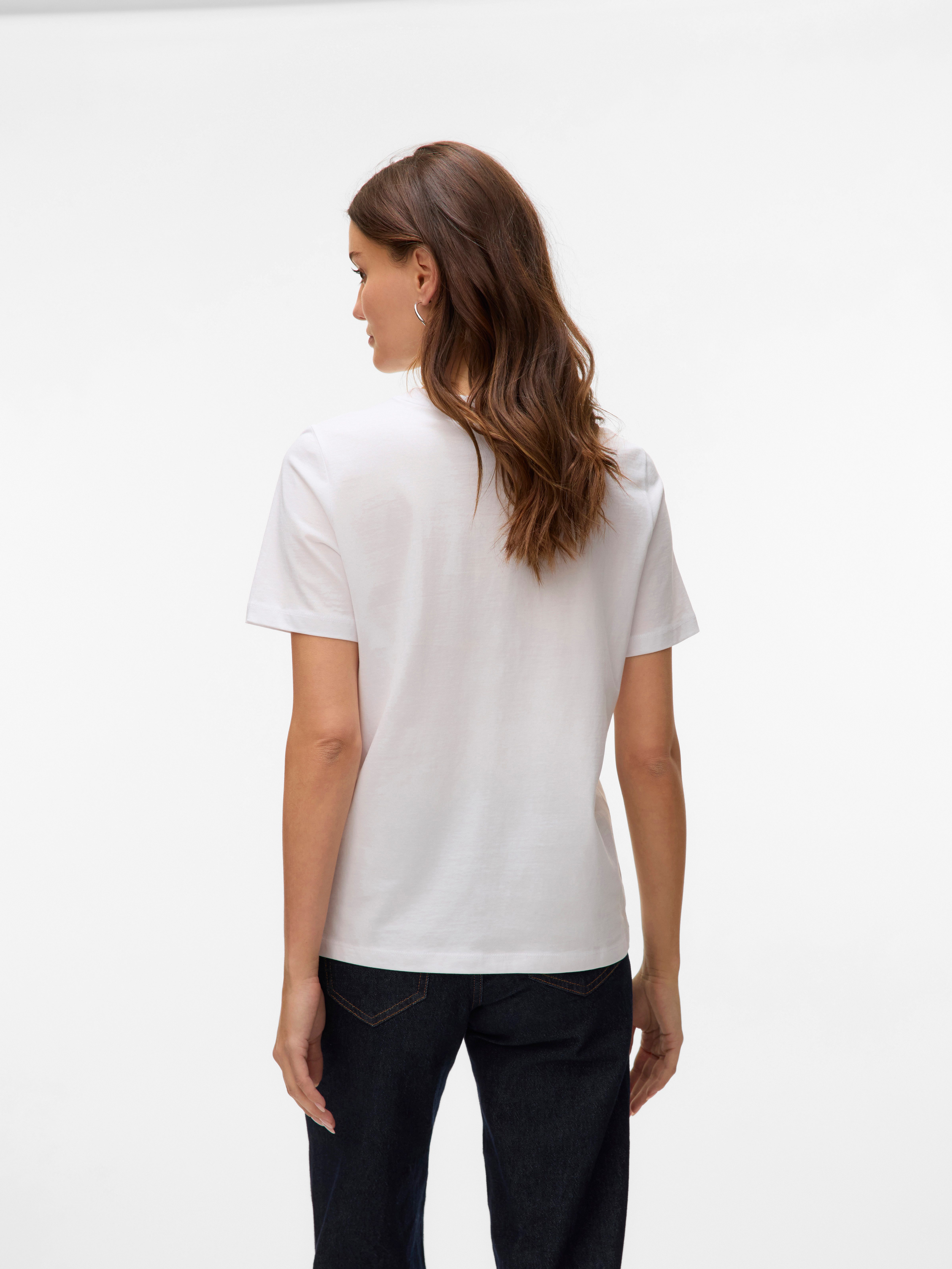 Vero Moda Kurzarmshirt VMPAULINA SS T-SHIRT GA JRS NOOS Baumwolle, regular fit