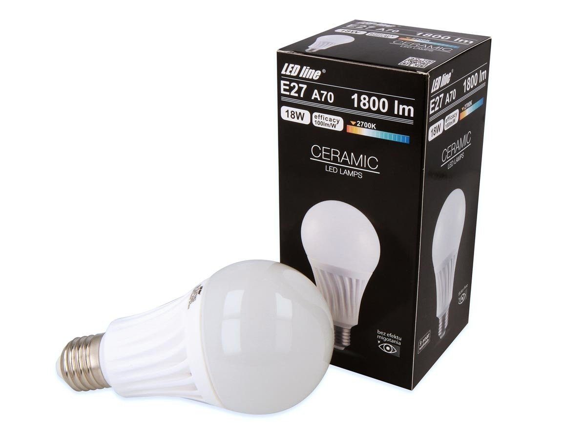 LED-Line LED-Leuchtmittel E27 18W LED 1800 lm Leuchtmittel Warmweiß Ceramic Glühbirne Energiesparlampe Glühlampe Energieklasse F, 5 St.