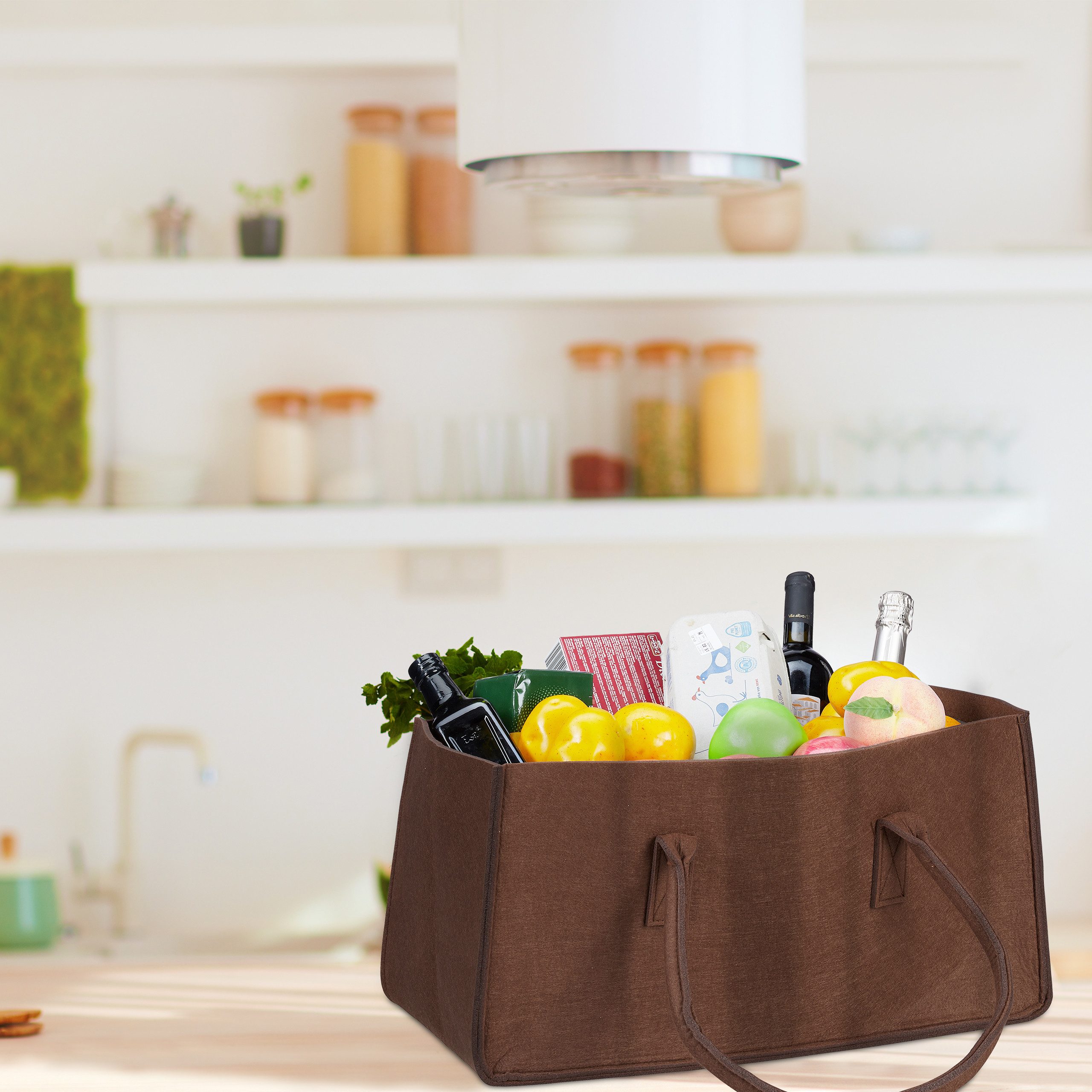relaxdays Holztragetasche Kaminholztasche aus Filz, schwarz