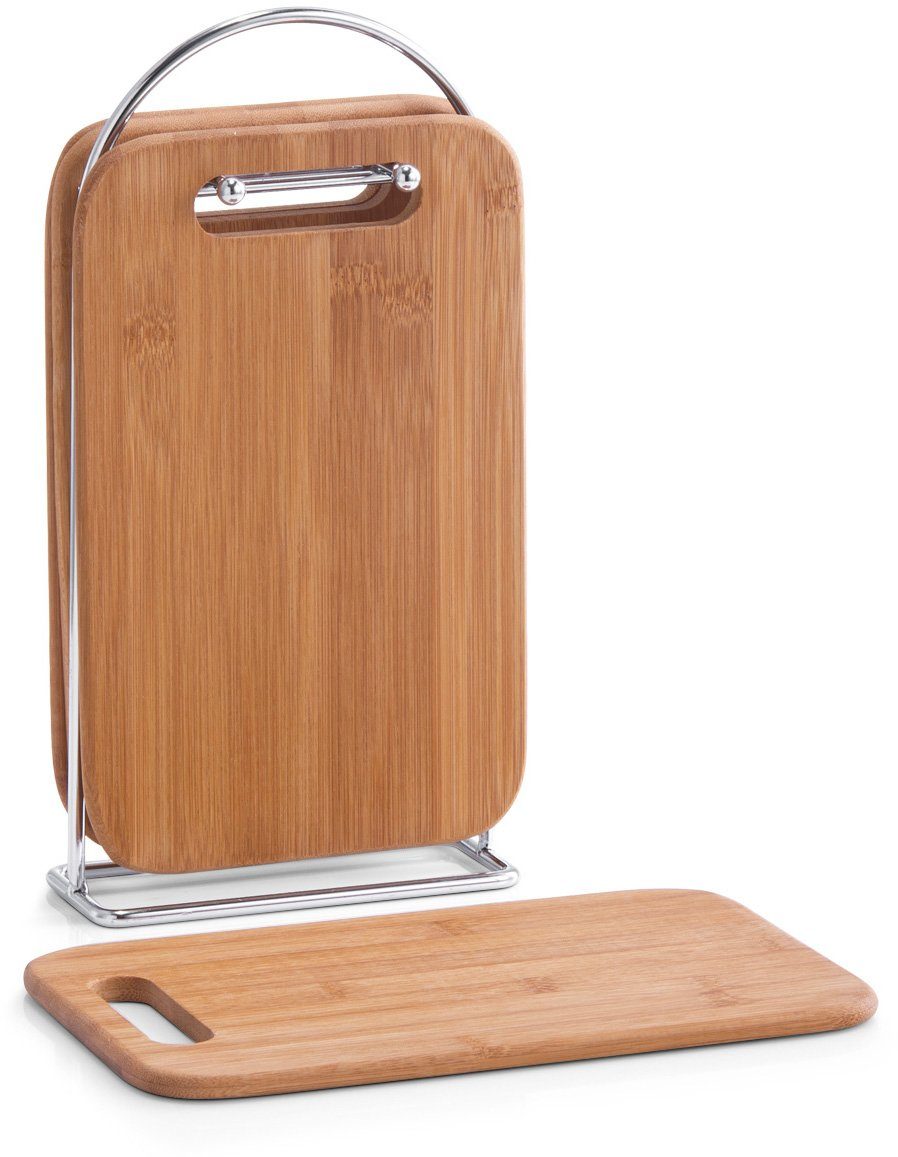 Zeller Present Frühstücksbrett Bamboo, Bambus, Edelstahl, (Set, 5-St), aus hochwertigem Bambus