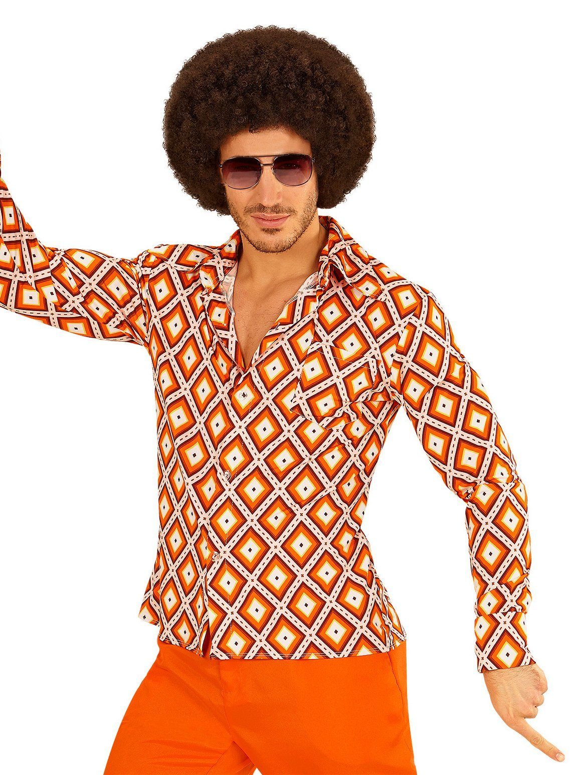 Widdmann Hippie-Kostüm 70er Hemd Rauten, Für Schlager- und Mottopartys: bun günstig online kaufen