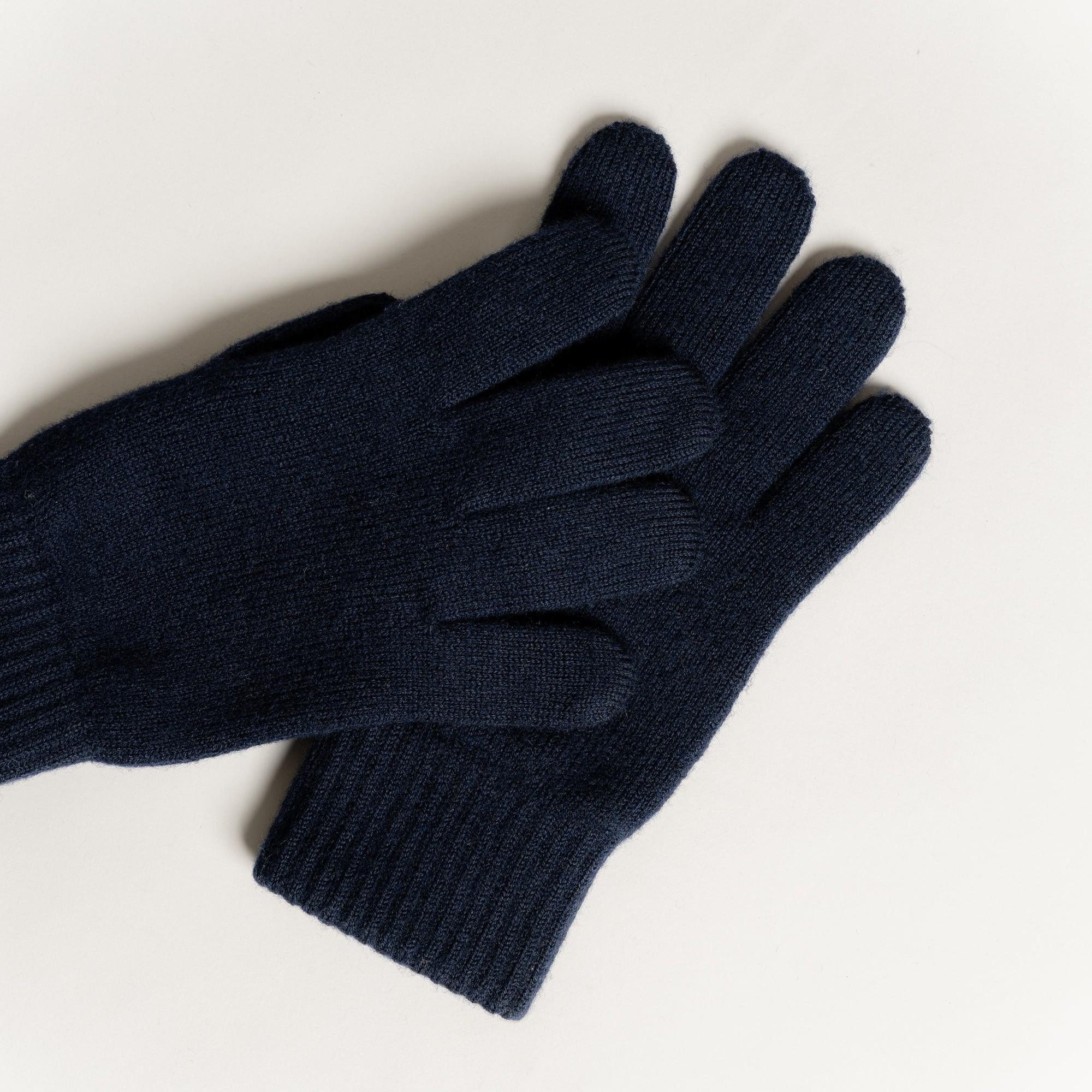 Tom Fyfe Strickhandschuhe TOM FYFE Merino Handschuhe Unisex Dunkelblau / L/XL