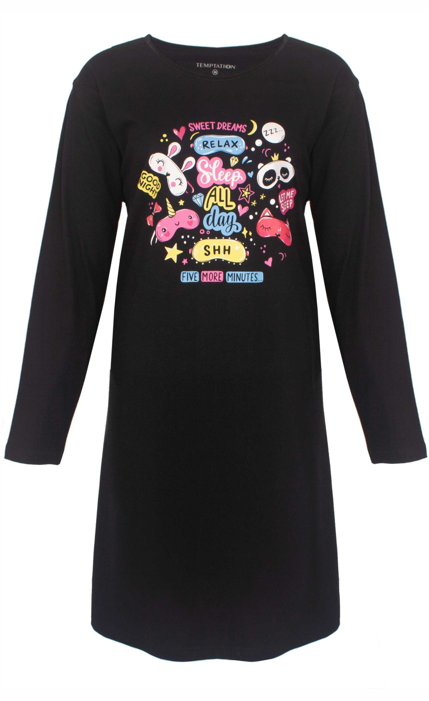 Damen Nachthemd Aus Baumwolle - Langarm Schlafshirt Mit V-Ausschnitt & Knopfleiste | Bequeme Nachtwäsche