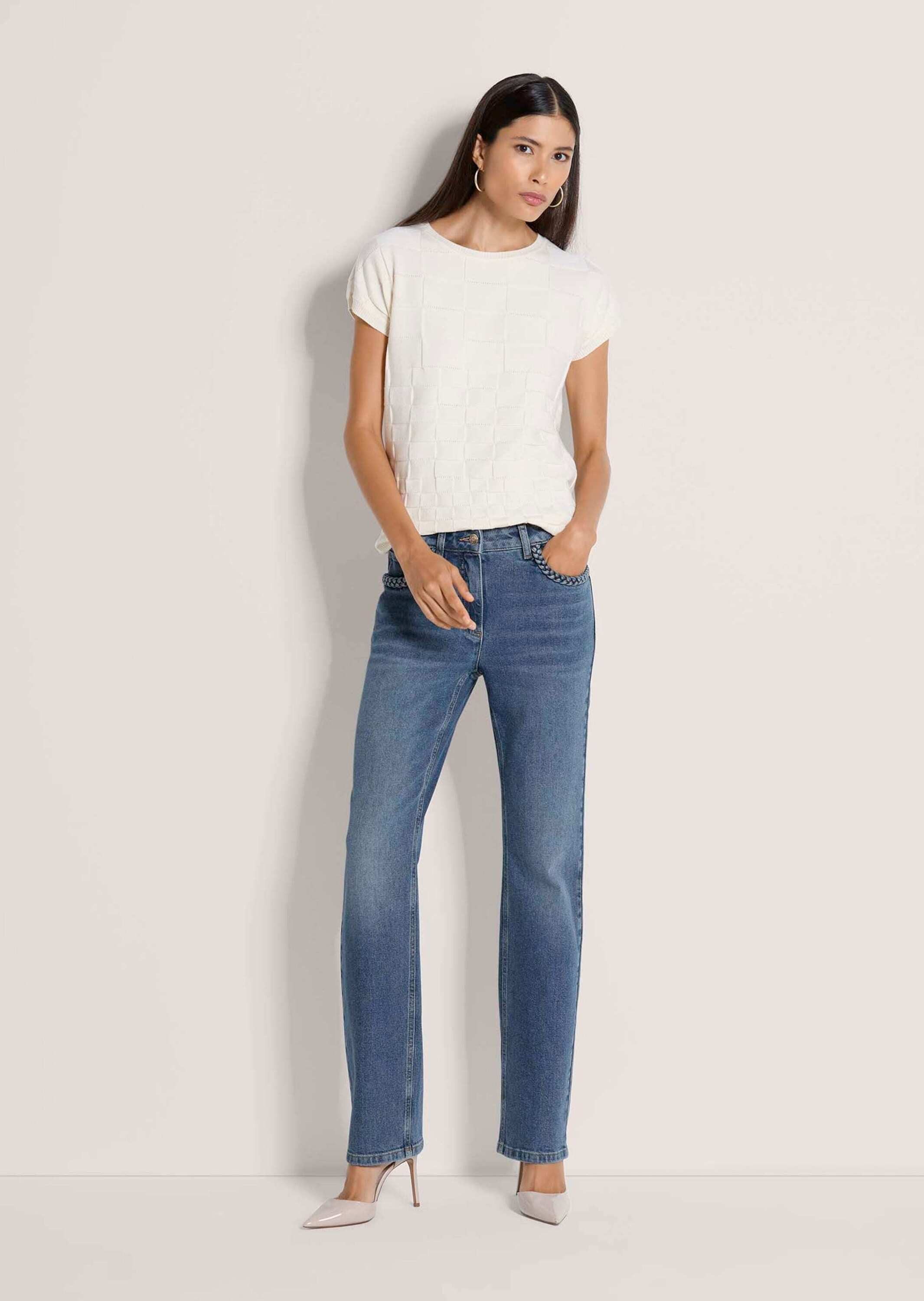 MADELEINE Gerade Jeans Slim-Fit-Jeans mit Formbund 5-Pocket-Hose mit Gürtel günstig online kaufen