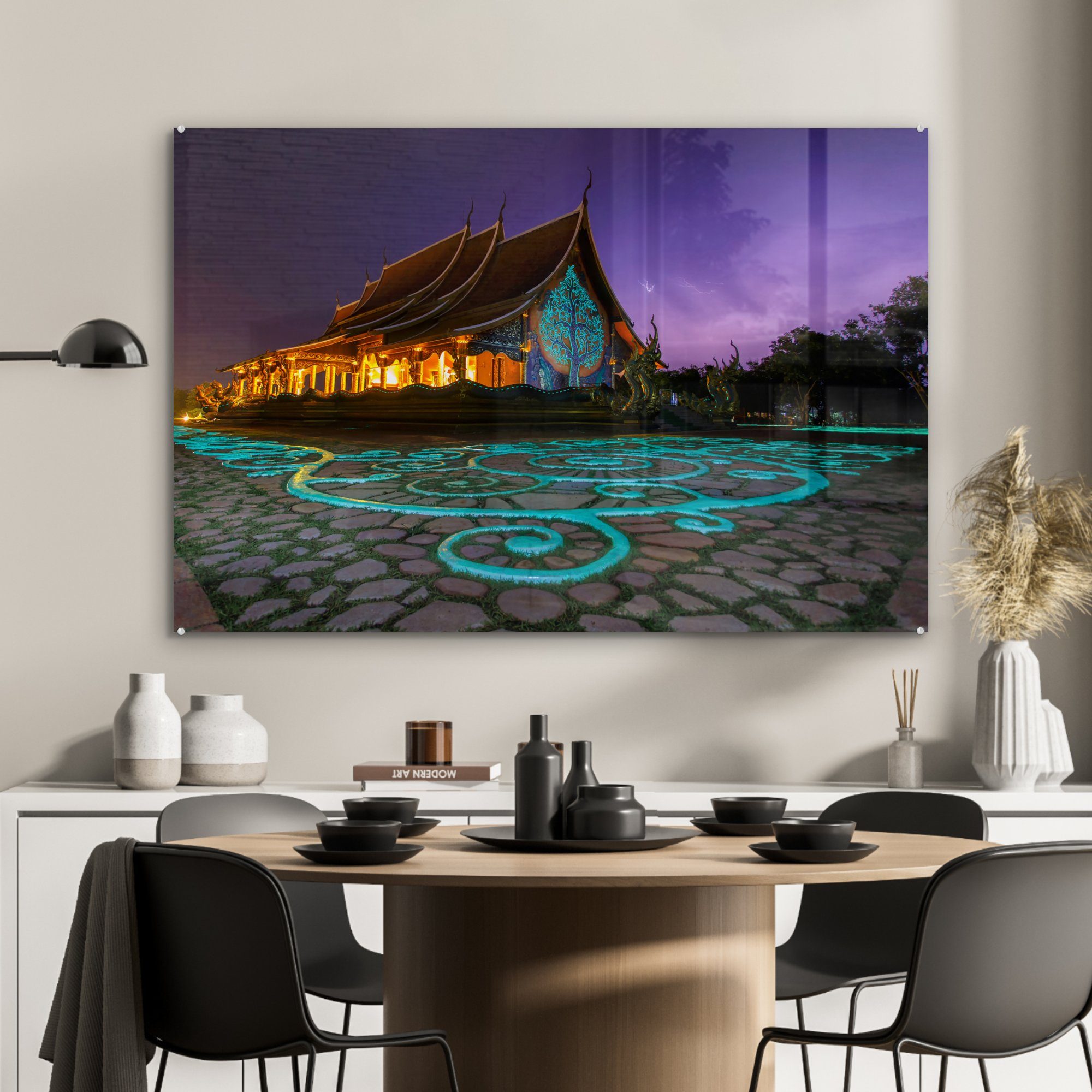 St), - Schlafzimmer MuchoWow Thailand (1 Lila, Acrylglasbilder - Wohnzimmer Tempel & Acrylglasbild