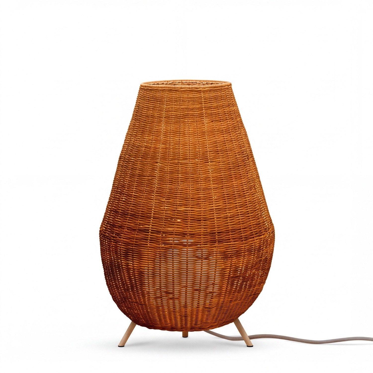 Licht-Erlebnisse Gartenleuchte FULDE, LED Akku IP54 72 cm hoch Fernbedienung Dimmer kabellos Rattan Boho