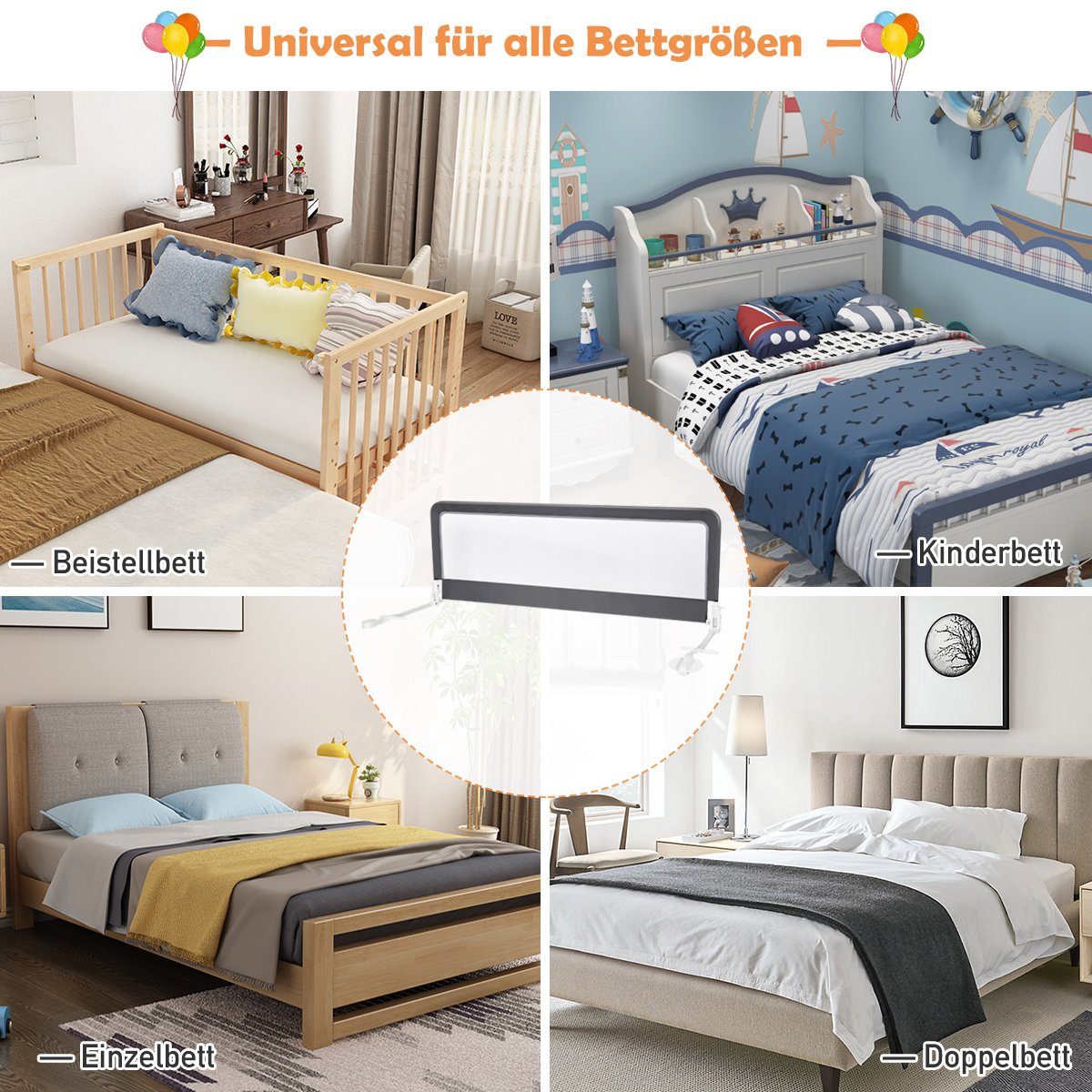 COSTWAY Bettschutzgitter Bettgitter, 150 x 56 cm