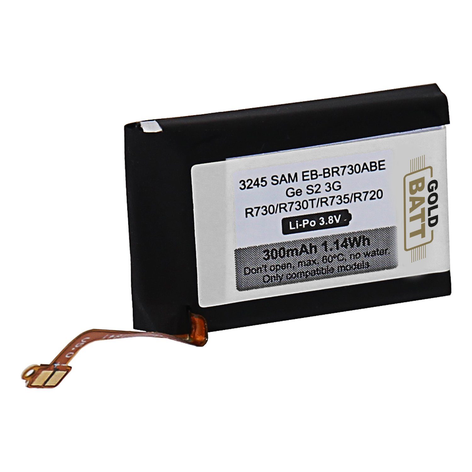 GOLDBATT kompatibel mit Samsung Gear S2 3G R730 R730t R735 R720 GH43-04538B Akku Ersatzakku 300 mAh (3,80 V), optimale Passgenauigkeit